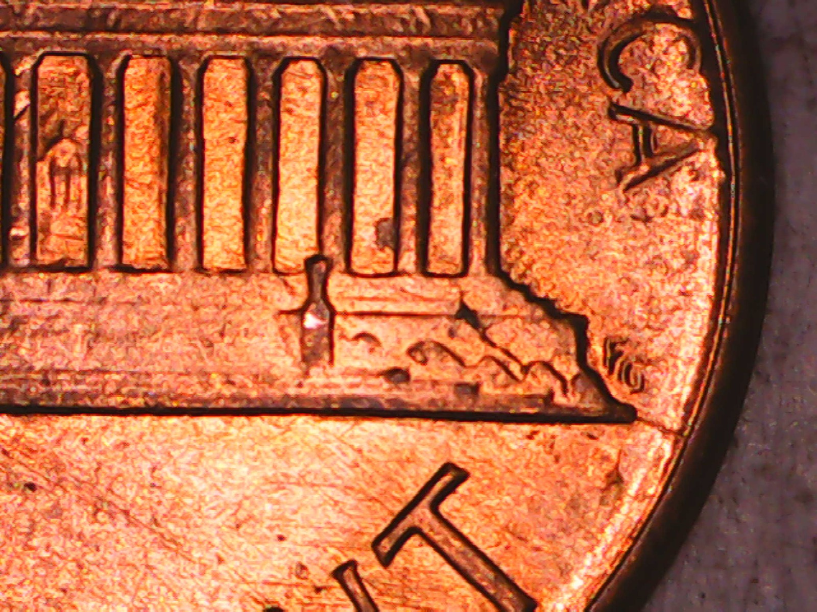 TWO ERRORS, 1986-P LINCOLN MEMORIAL CENT RD DIE CRACK & DDR P-274