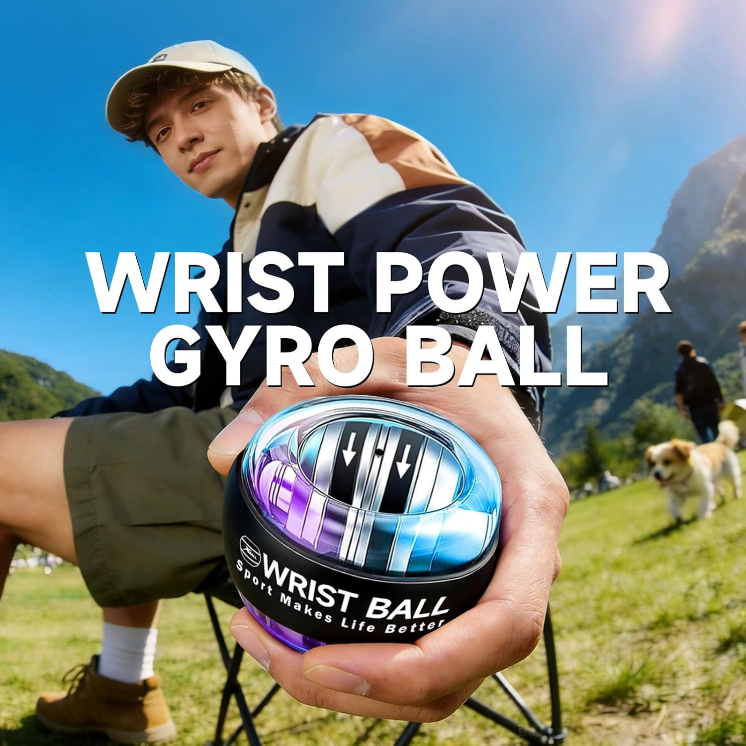 Torque Ball Hand Exerciser, Grip Strength Trainer, Auto-Start Colorful Lighting,