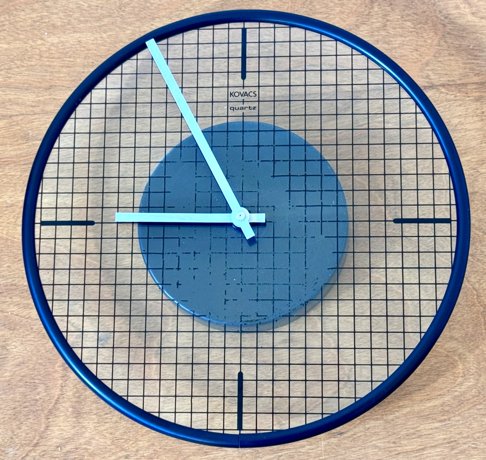 1980 George Kovacs Post Modern Geometric Glass Black Wall Clock Vtg Retro Mcm