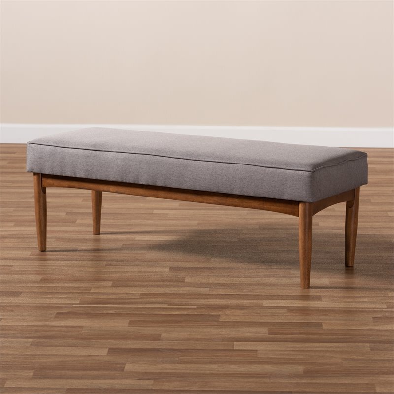 Baxton Studio Arvid Modern Fabric Upholstered Wood Dining Bench in Gray