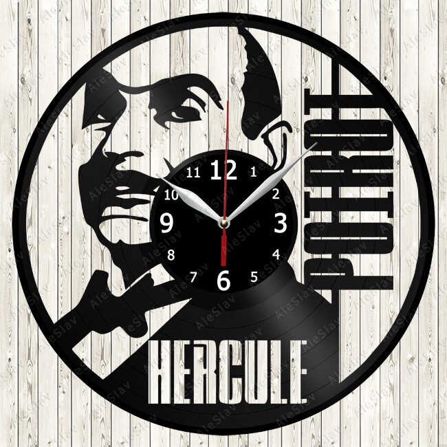 Hercule Poirot Vinyl Record Wall Clock Decor Handmade 2319