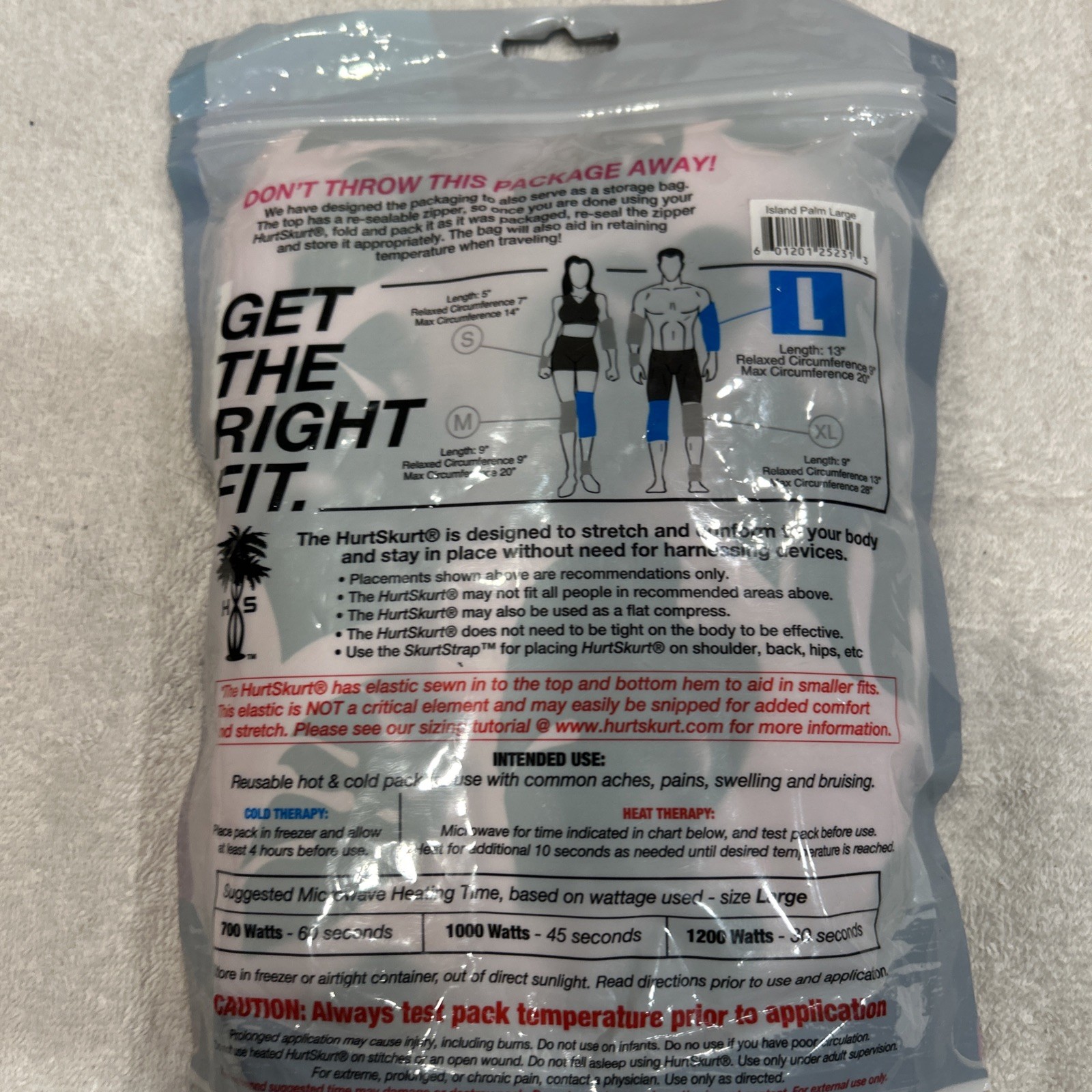 HurtSkurt Stretch-To-Fit Hot/Cold Pack. Size Large New Sealed