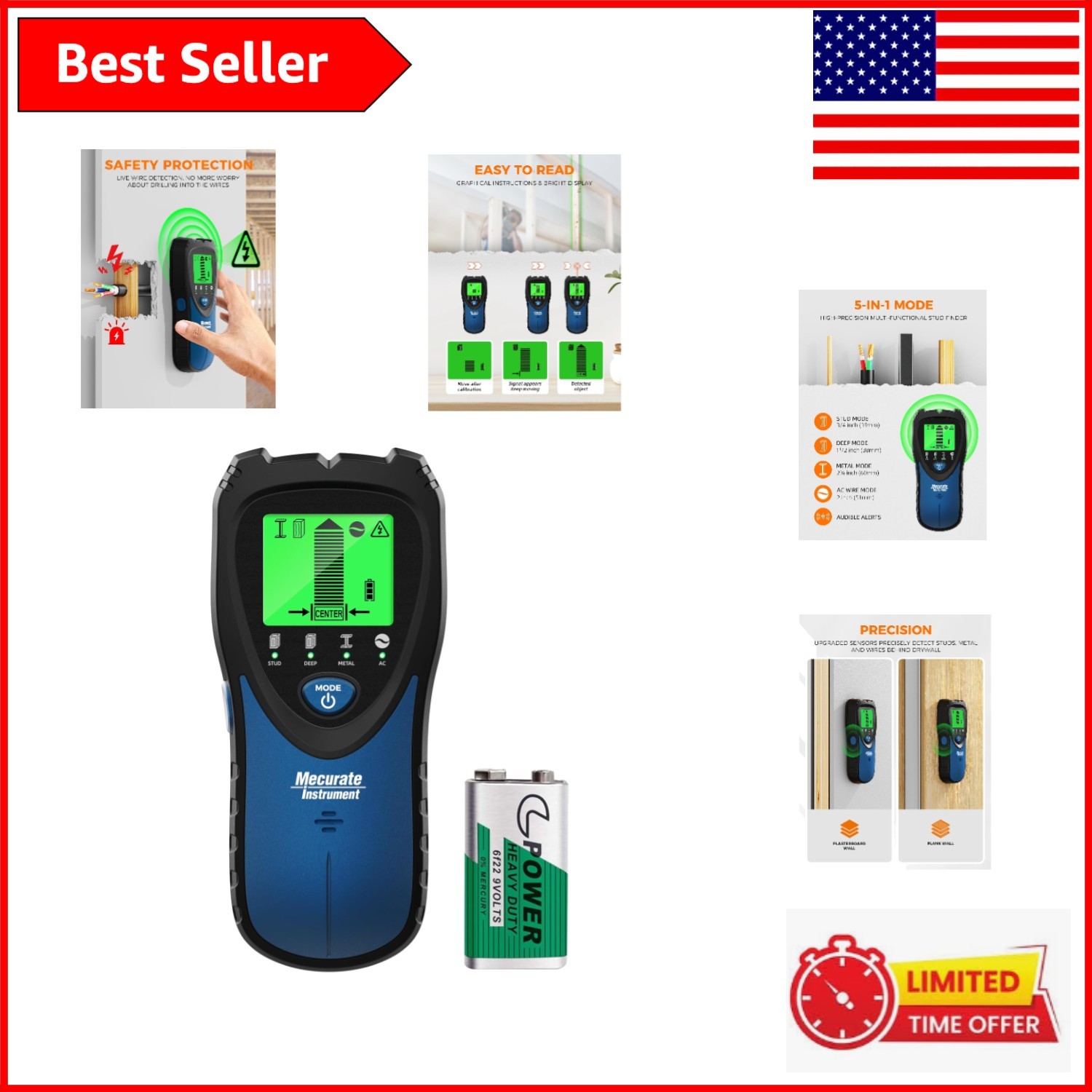 Lightweight 5-in-1 Wall Scanner – Perfect for DIYers and Professionals Alike