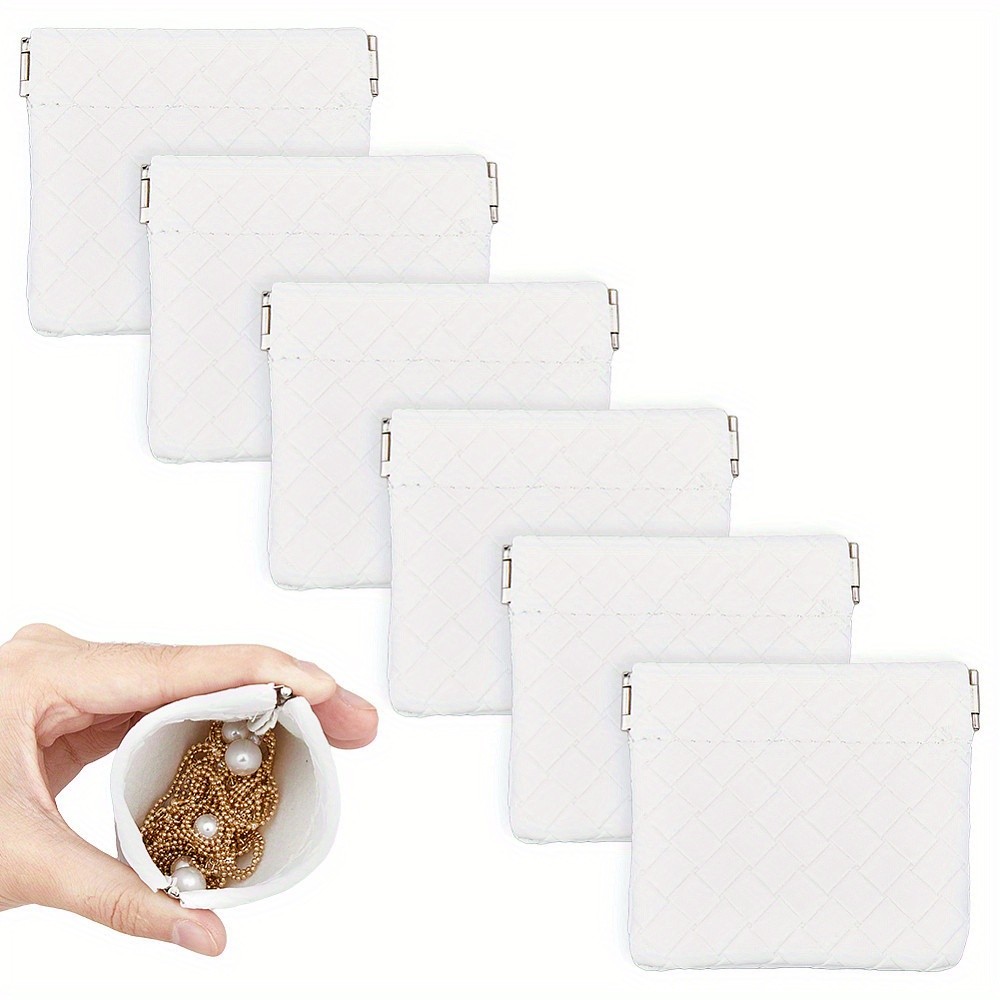 6pcs Rectangle Imitation Leather Multipurpose Shrapnel Makeup Bags Coin