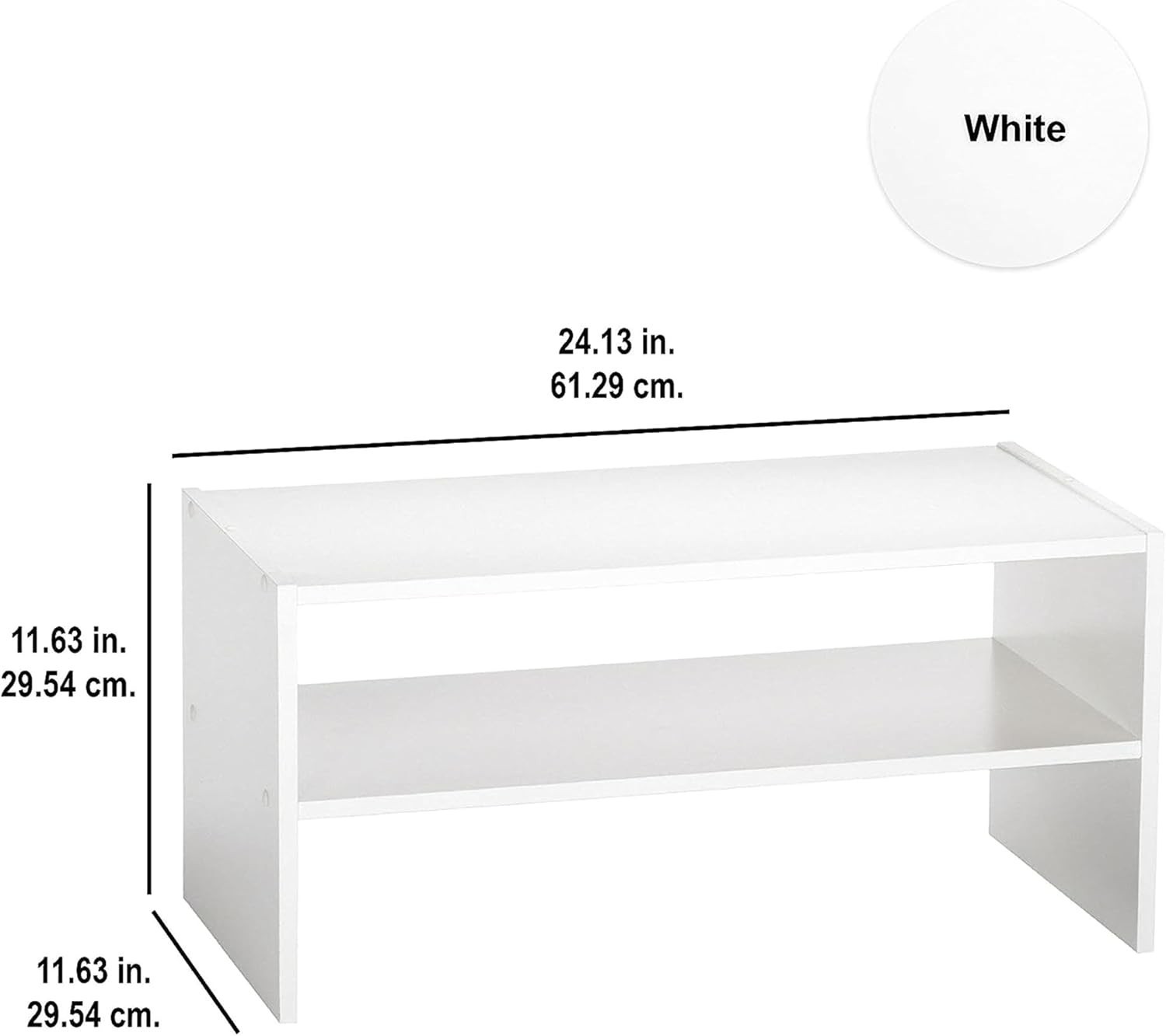 Stackable 24in Wide Horizontal Organizer Rectangular White