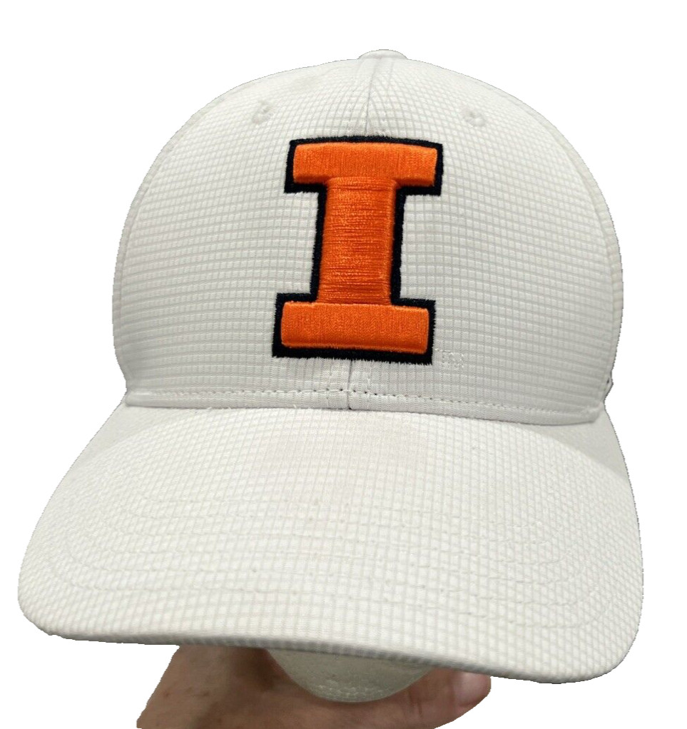 Illinois Embroidered OrangeCapitol  I on White Hat Cap Top of the World