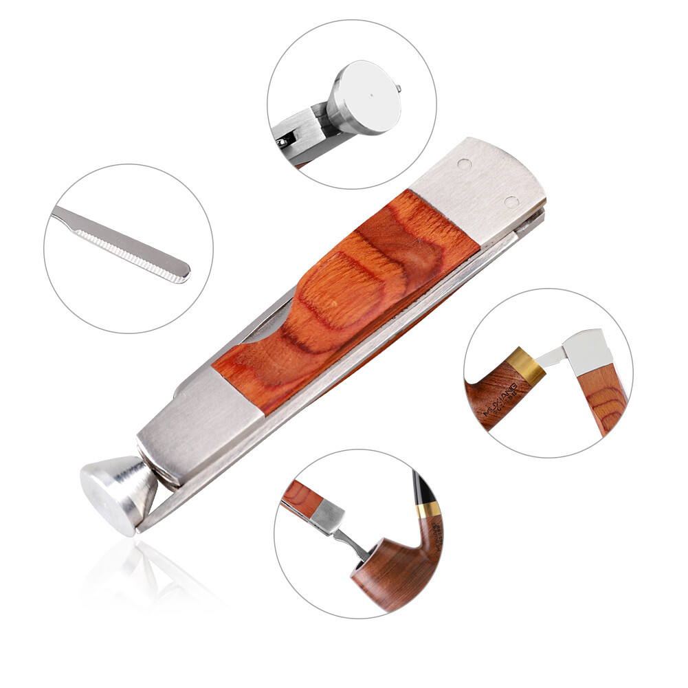 MUXIANG 3 in 1 Rosewood Tobacco Smoking Pipe Scraper Nozzle Cleaner Tamper Tool