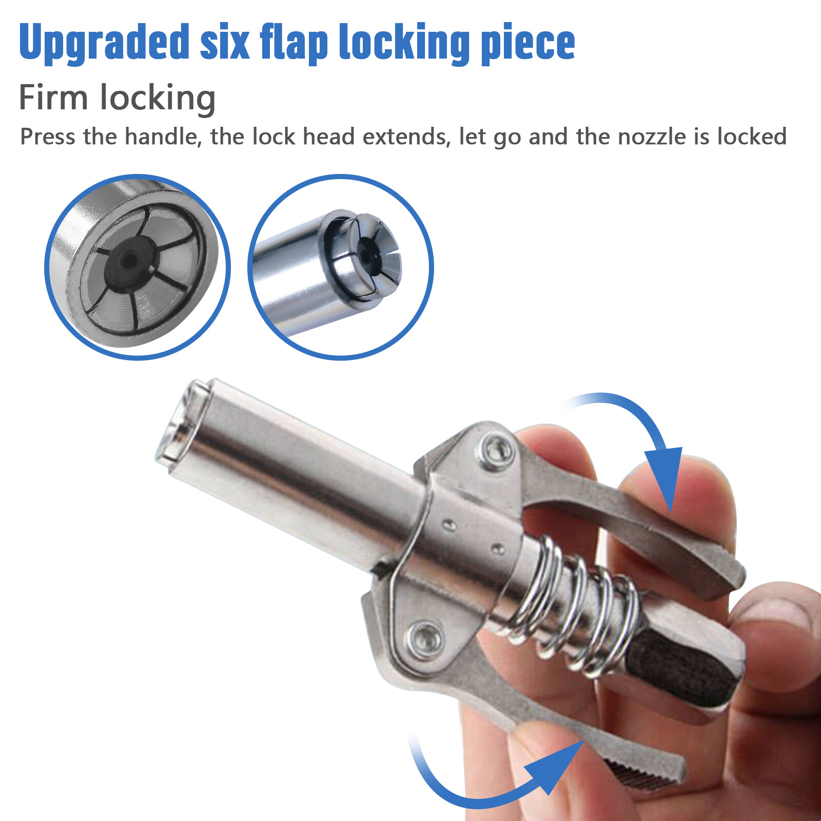 2*Grease Gun Coupler High Pressure Quielck Rease Lock Nozzles w/Hose For 1/8"NPT