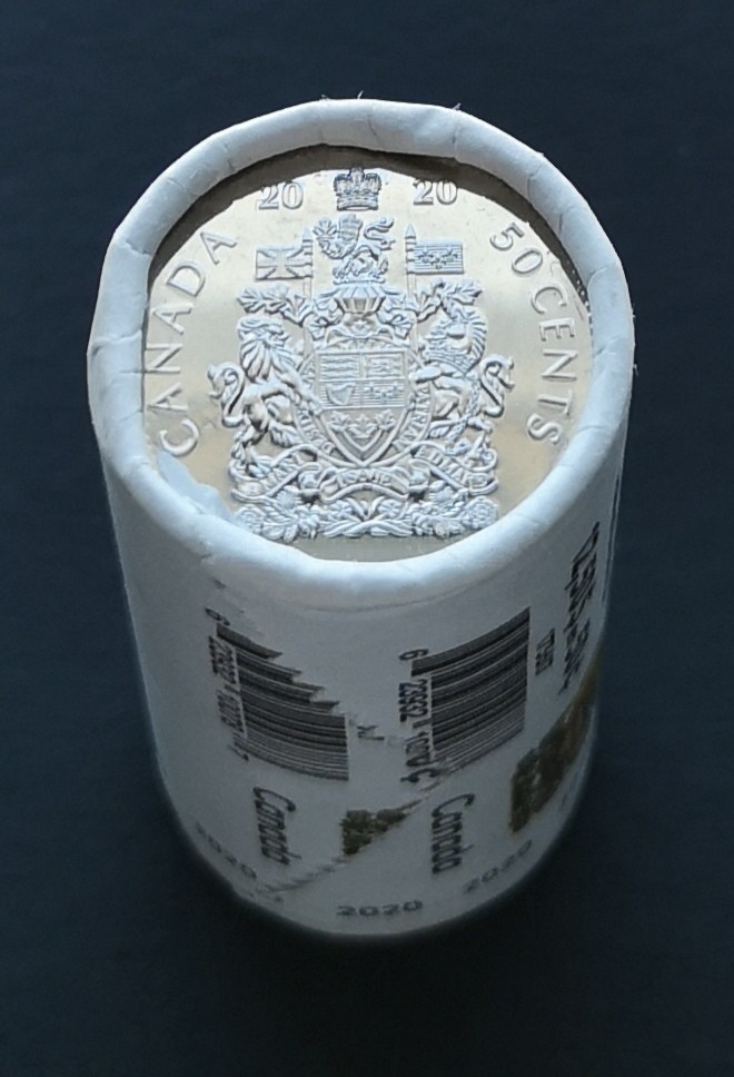***  CANADA  50  CENTS  2020  SPECIAL  WRAP  ROLL ***  COAT  OF  ARM  ***
