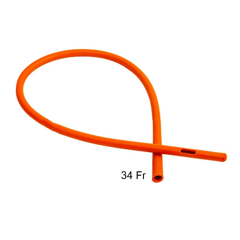 HealthAndYoga™ Enema Rubber Colon Tube - Closed End (20” x 34 FR) - Long Red ...