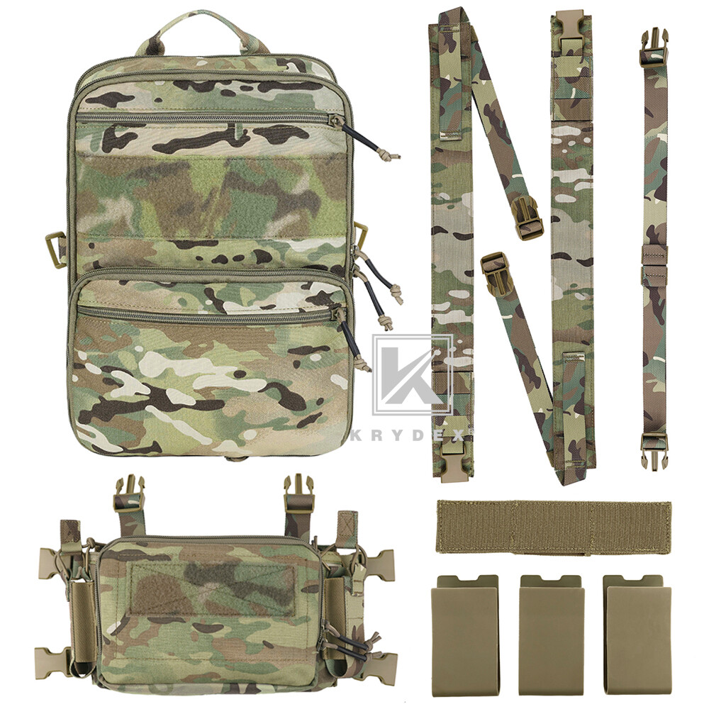 KRYDEX D3CR Chest Rig Harness Mag Pouches & D3 Flatpack Backpack MOLLE Rucksack