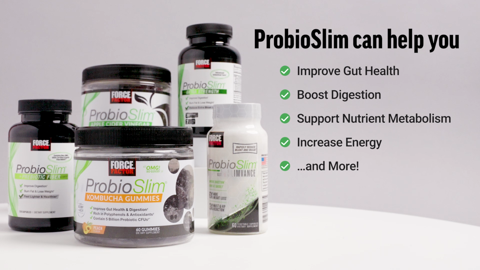 Force Factor ProbioSlim Probiotic Supplement Constipation, Gut Health - 240 Caps