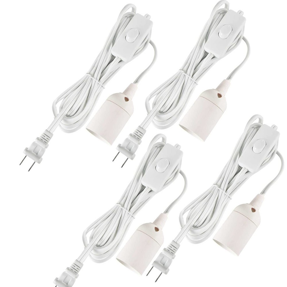 4 Pack 6FT Power Cable Cords E26/E27 Socket Wire Adapter Base with On/Off Switch