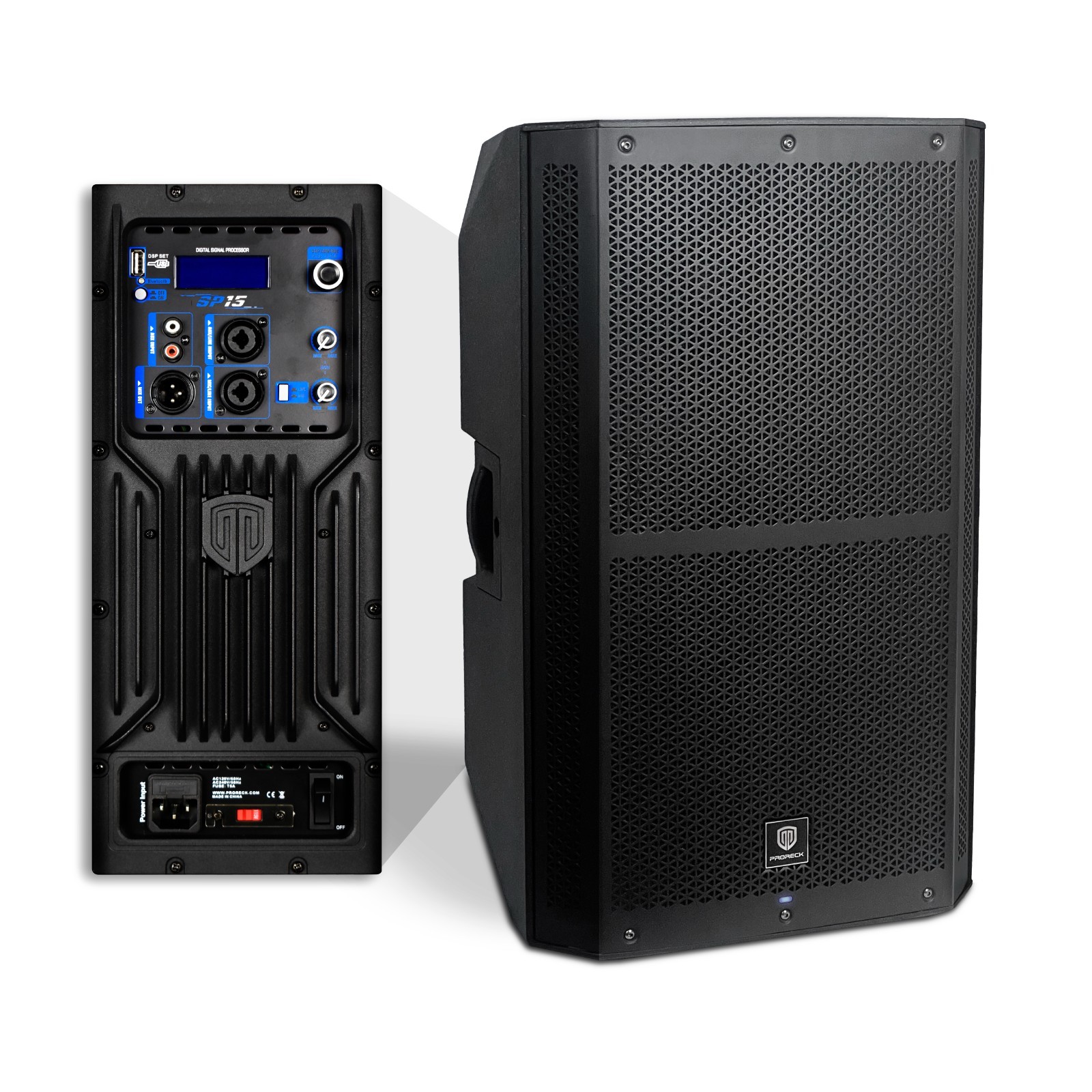 PRORECK Powered Stage Monitor DJ Speaker SP-15 1400W P.M.P.O 15'' Speaker Stereo