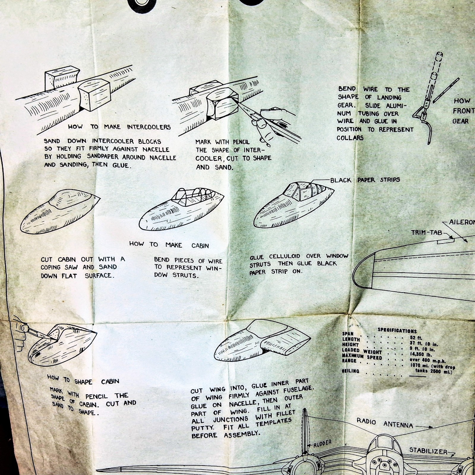 Vintage 40's Falcon Model Aeroplanes Lockheed P-38 Lightning Balsa Partial Kit