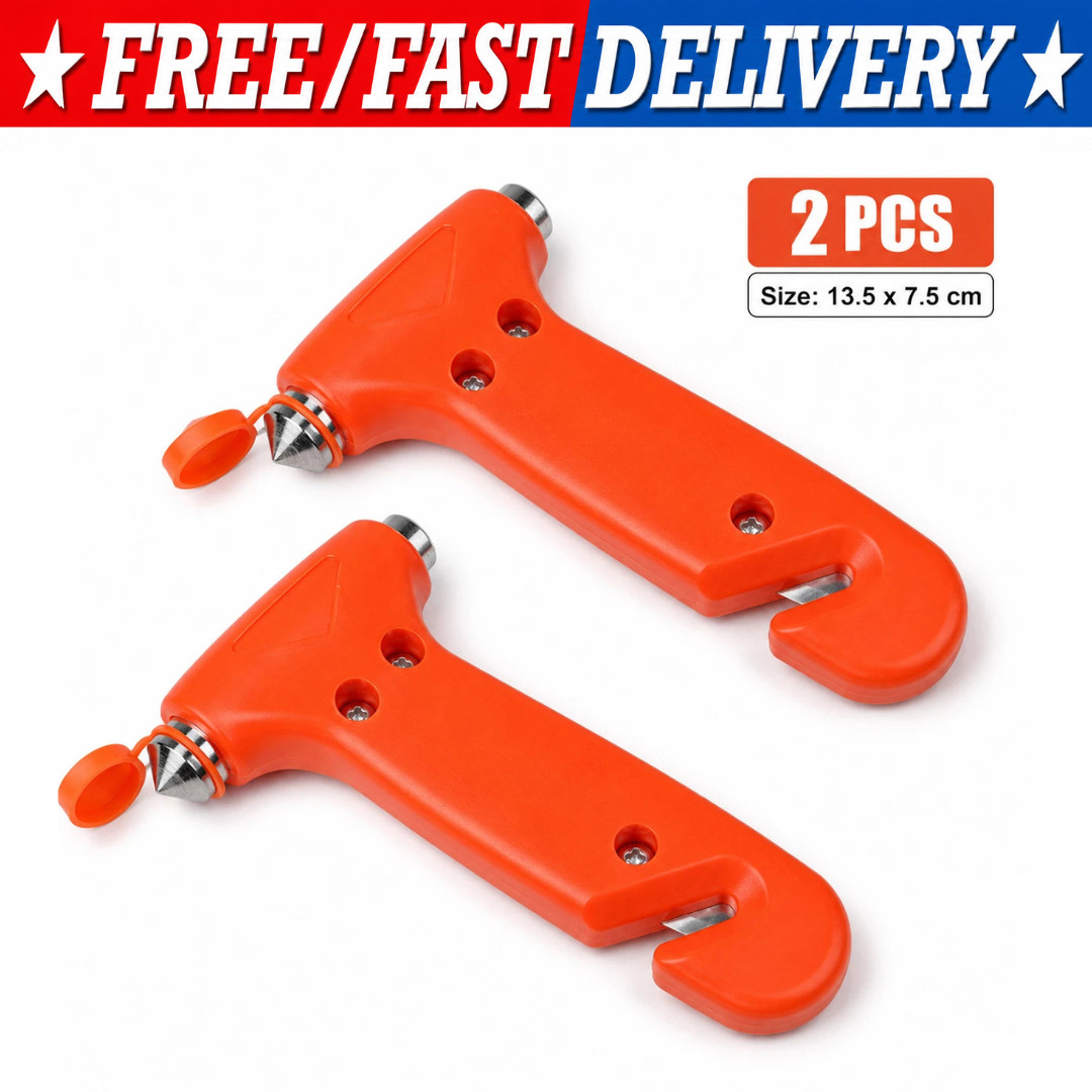 2PCS Car Safety Hammer Emergency Escape Tool Seat Belt Cutter Window Breaker Ora