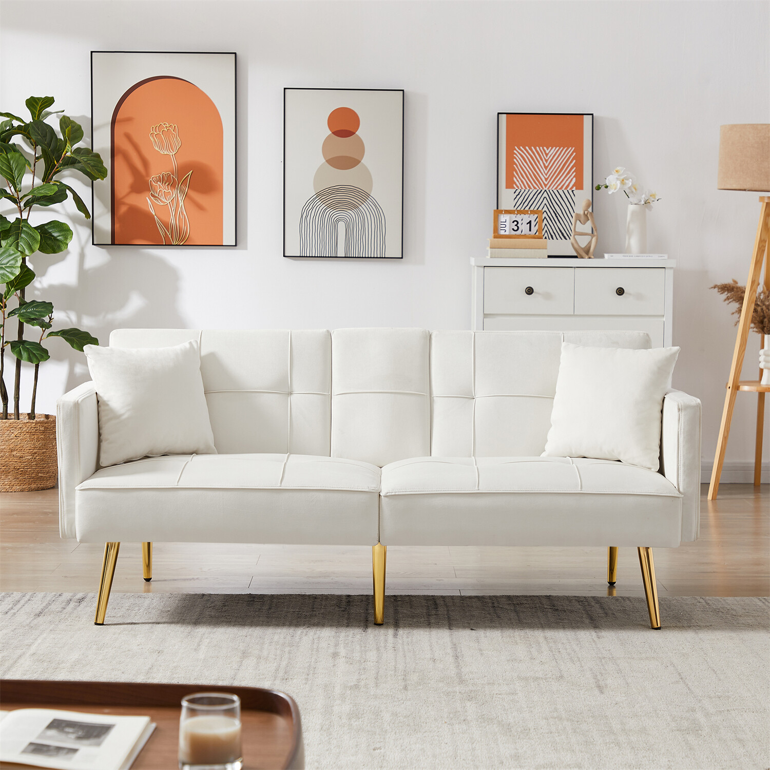 Convertible Sofa Bed Loveseat Sofa Folding Sofa Bed Cream White/Pink/Grey/Black