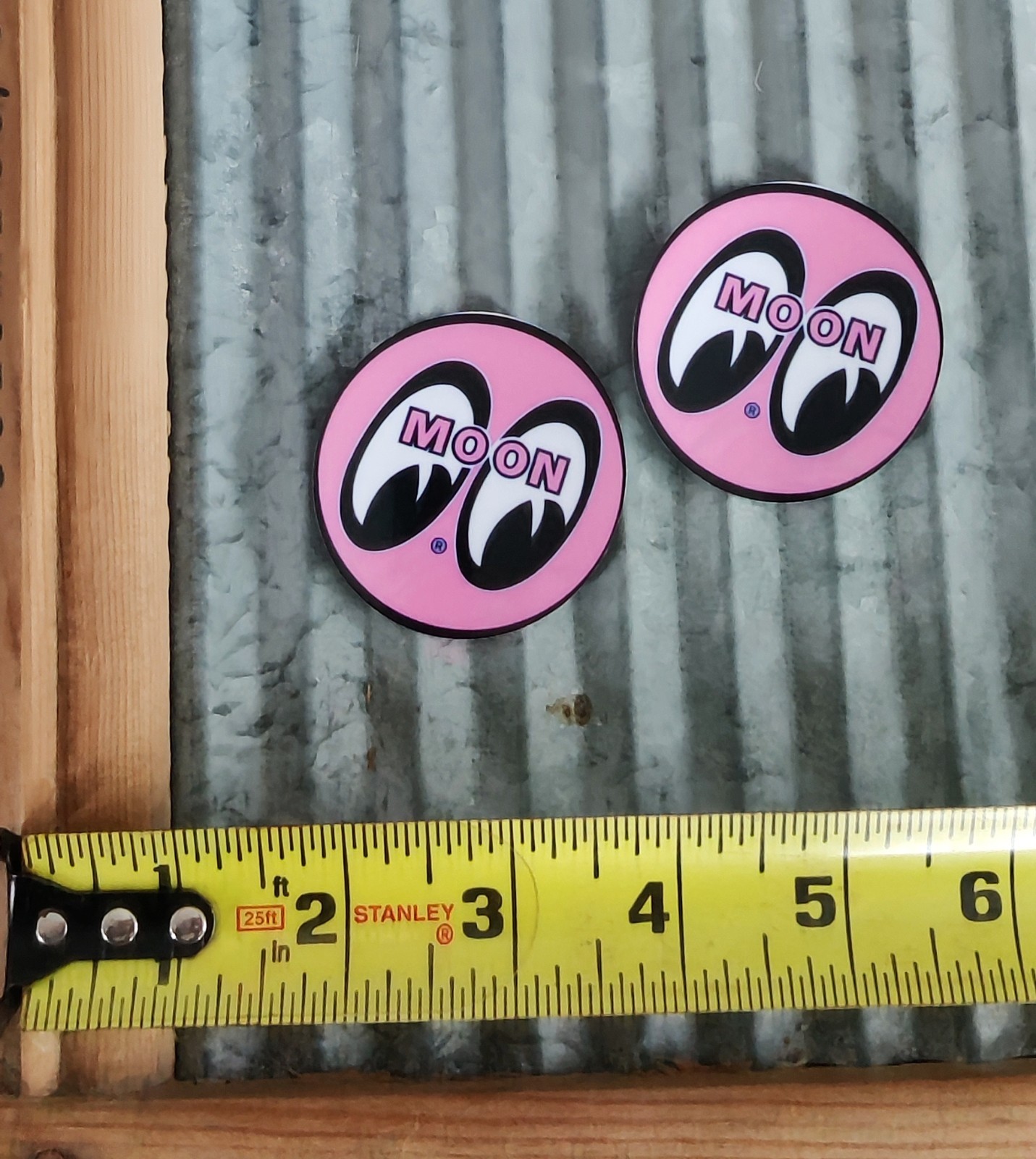 2 Pink Mini Mooneye 2" Racing decals. NASCAR NHRA stickers Toolbox, Hotrod.