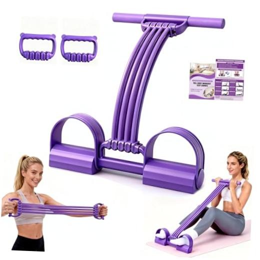Foot Pedal Resistance Bands with Handles, 8-Tube Adjustable Purple