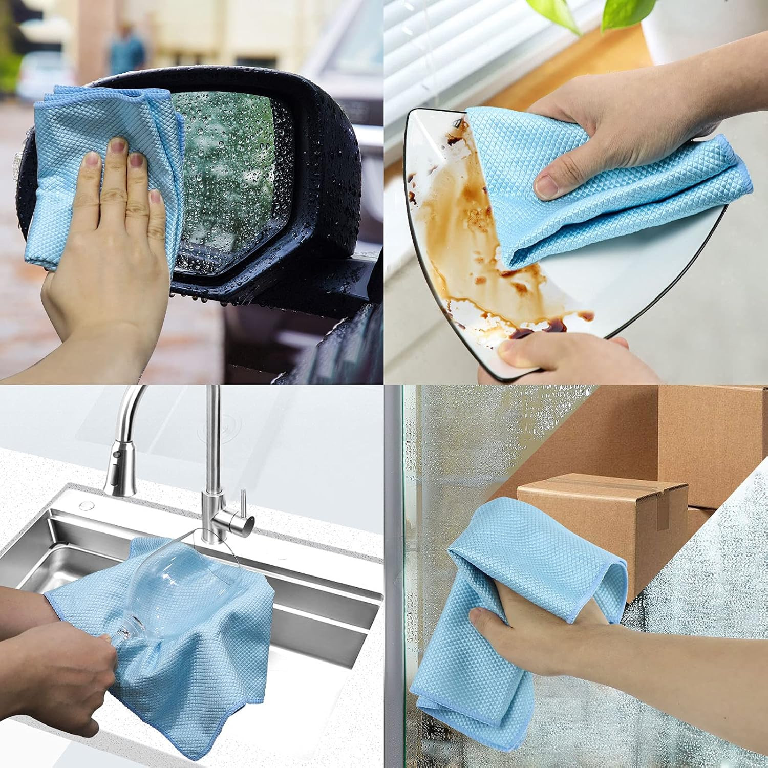 Microfiber Glass Cleaning Cloth, Multi-Functional Reusable Lint Free Cloths, Sta