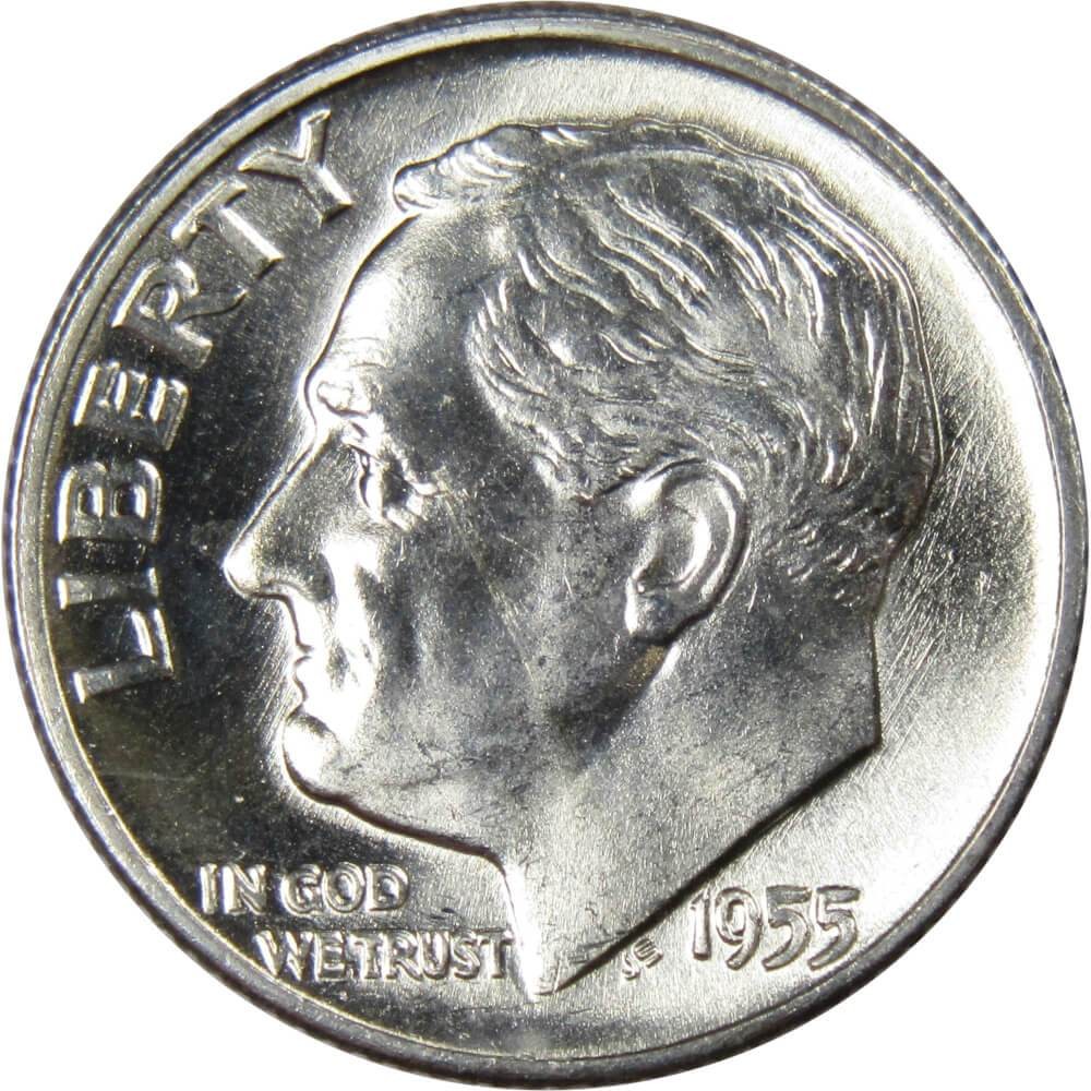 1955 D Roosevelt Silver Dime Uncirculated Mint State 10c Coin