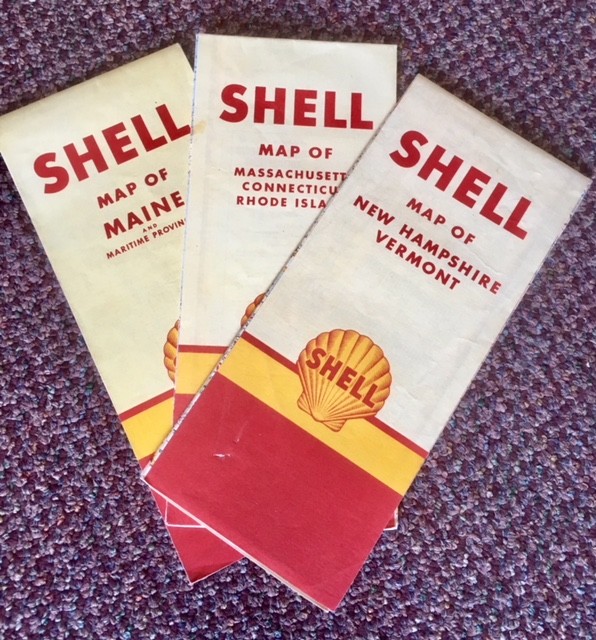 LOT: 1950 Maine,1950 MASS, CONN, RI, 1950 NH & Vermont Road Maps, by Shell Oil