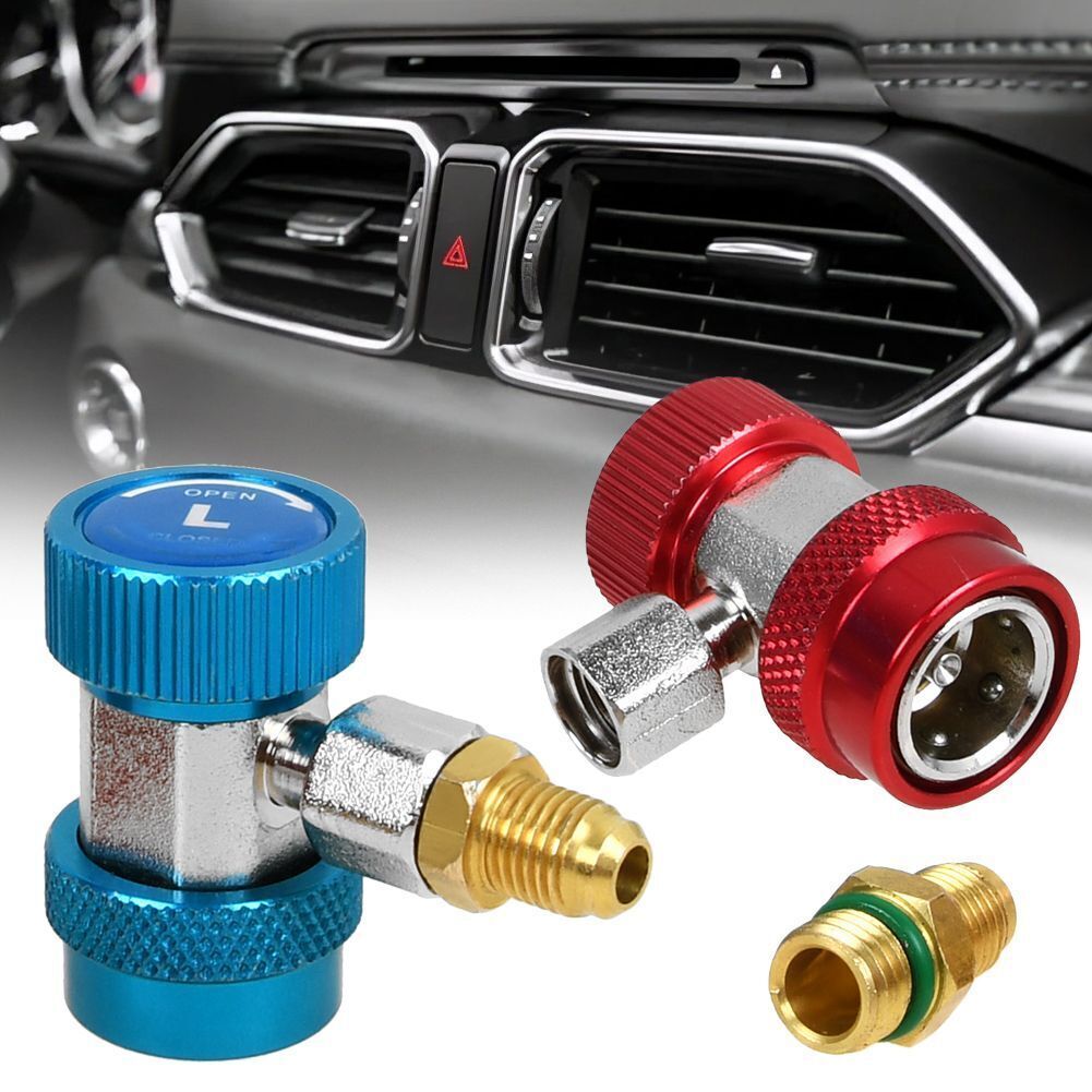 2Pcs Quick Connector Adapter Conversion Coupler Auto A/C Manifold Gauge Low/High