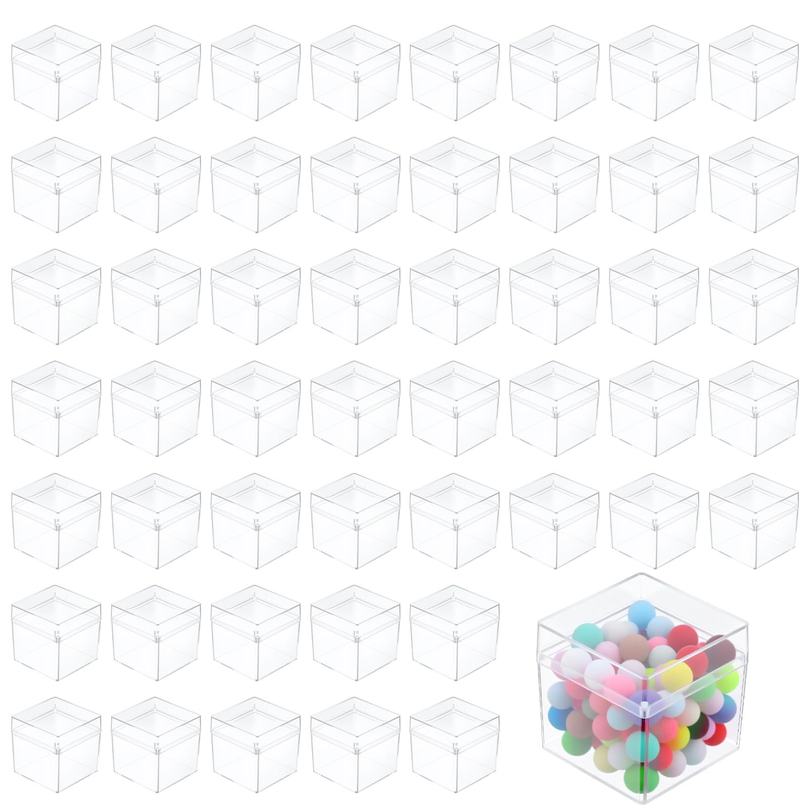 2 x 2 In Acrylic Boxes, Small Clear Box with Lids Treat Gift Boxes Storage