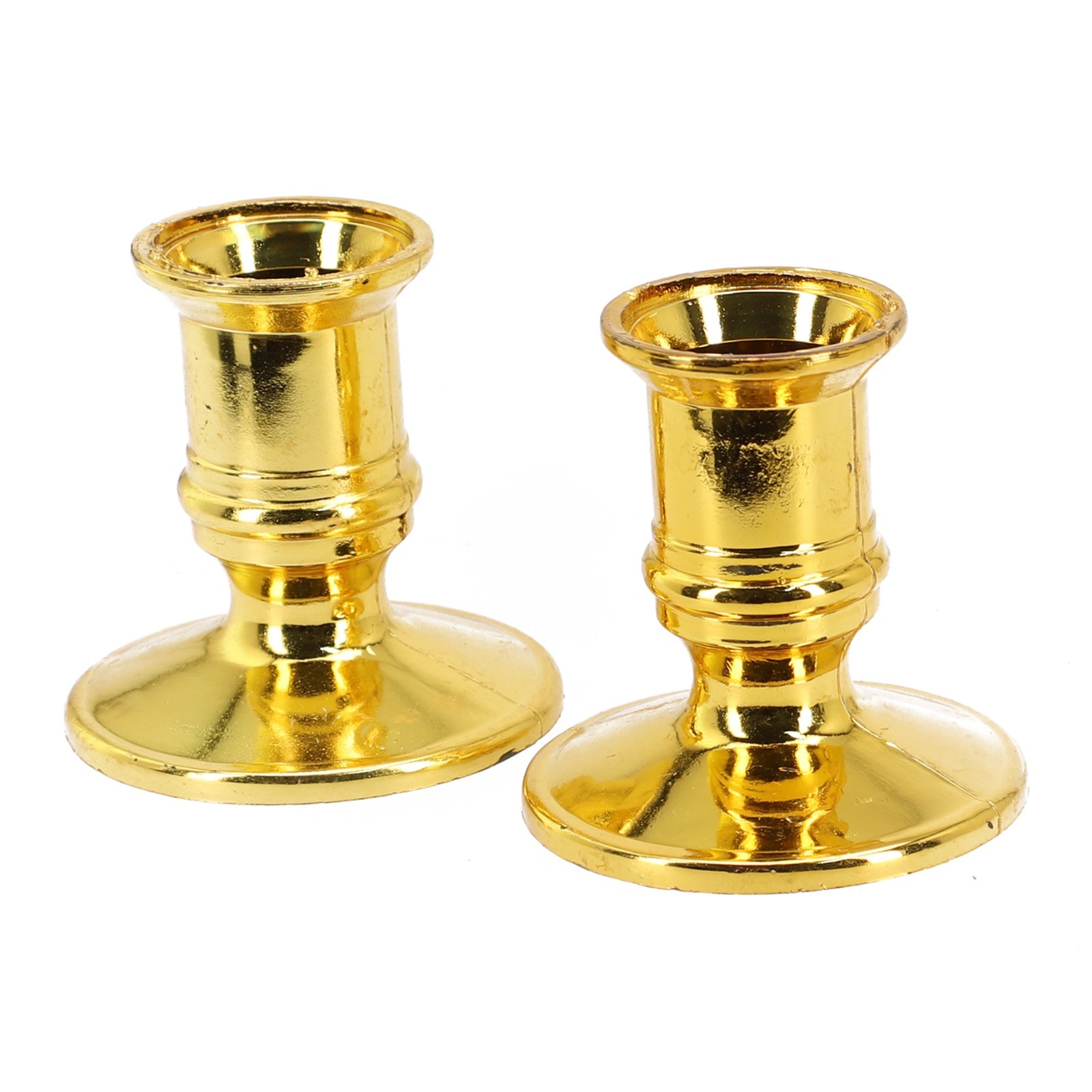 2pcs Taper Candle Holders For Traditional Shape Fits Standard Candlestick Gold