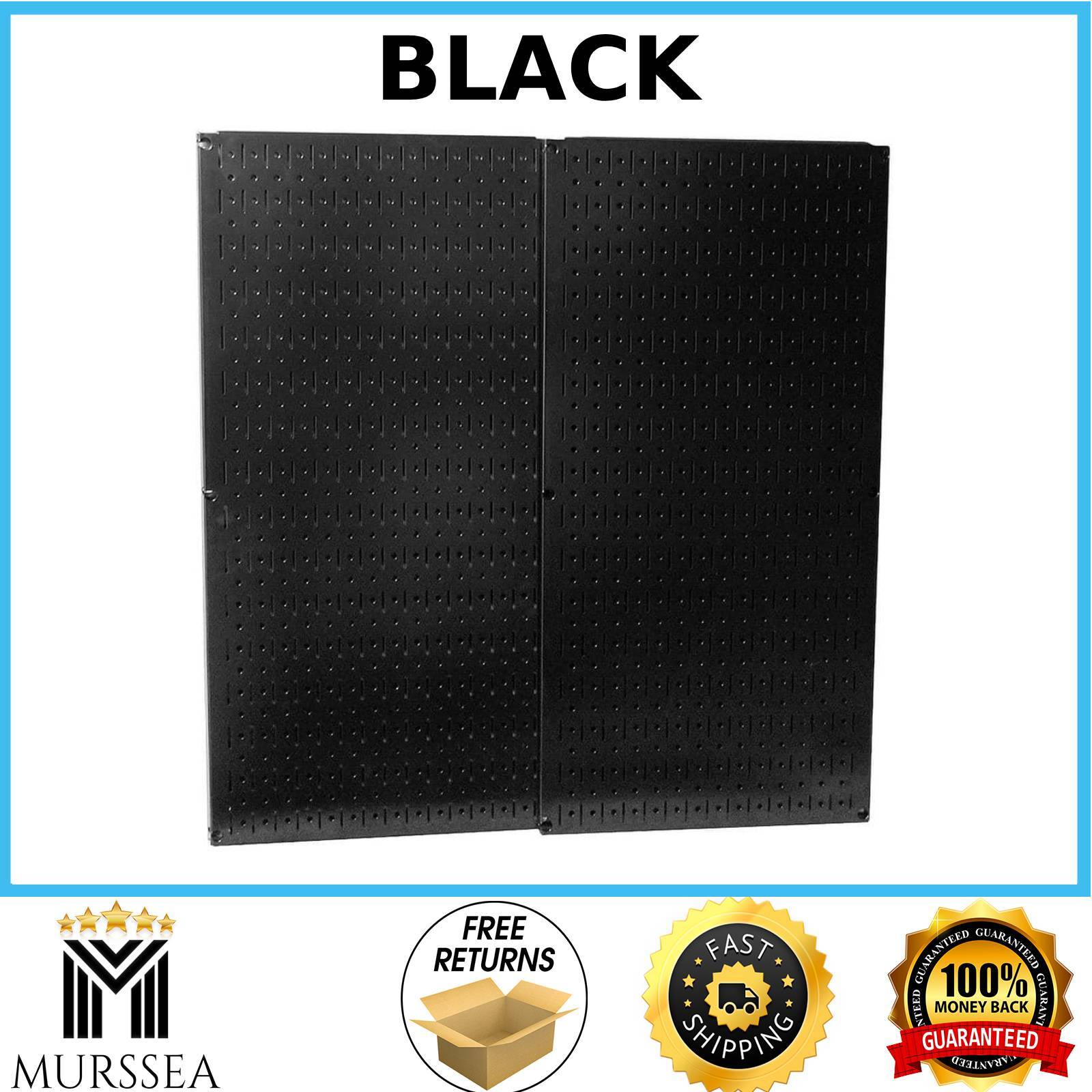 Metal Pegboard 32 in. x 32 in. Garage Storage Wall Organizer 2 Set Tool , Black