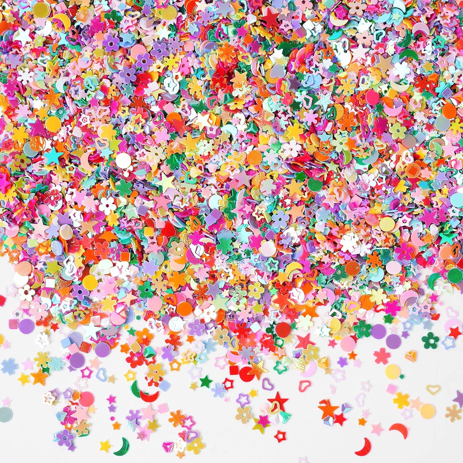 Multicolor Manicure Glitter Confetti 7.2oz/200g, Mixed Shapes Size 2-10mm for...