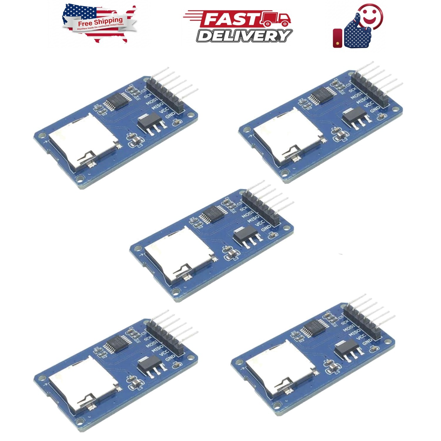 5pcs Micro SD TF Card Adater Reader Module 6Pin SPI Interface Driver Module w...
