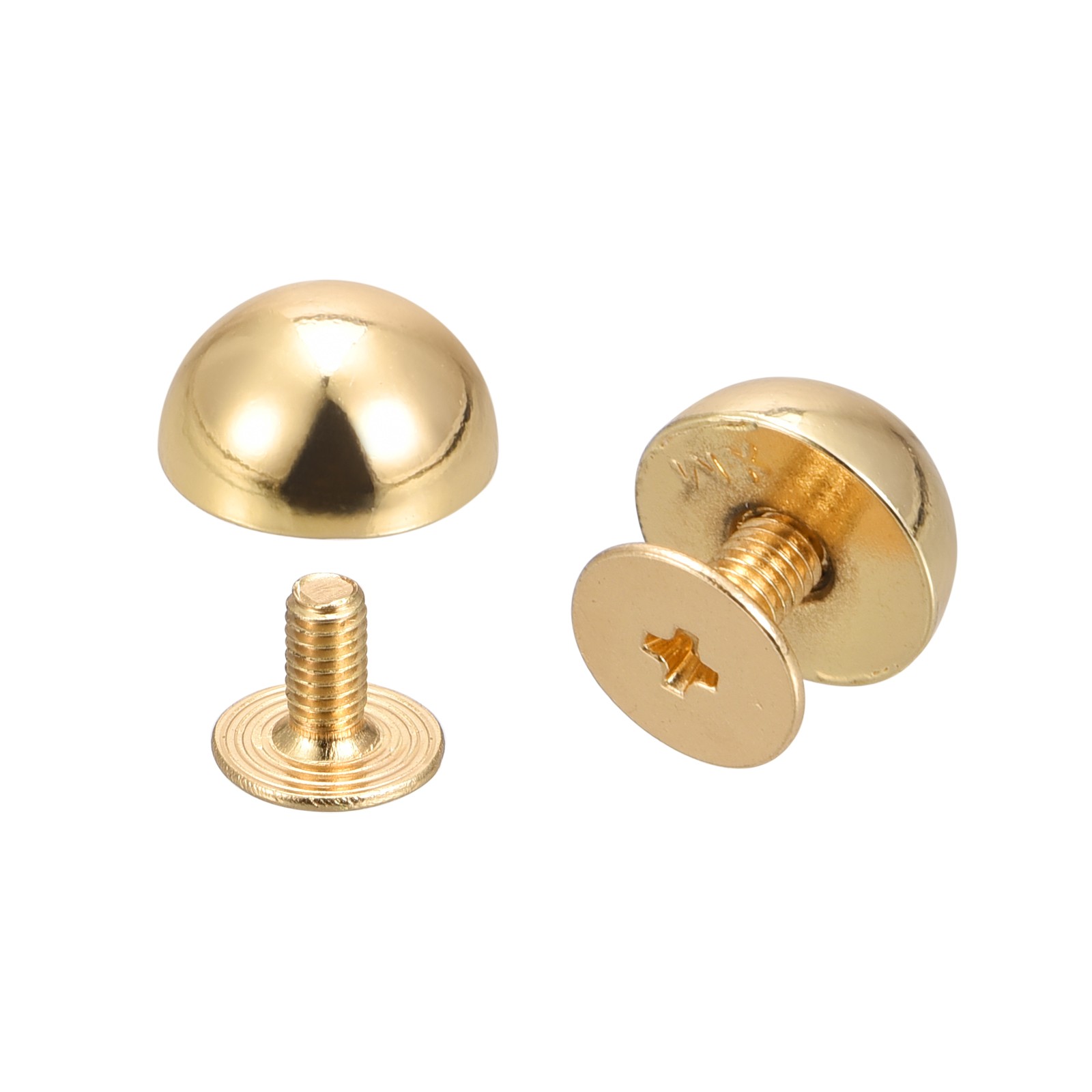 10x6mm Back Screw Rivets Solid Round Head Leather Studs Gold 8 Sets