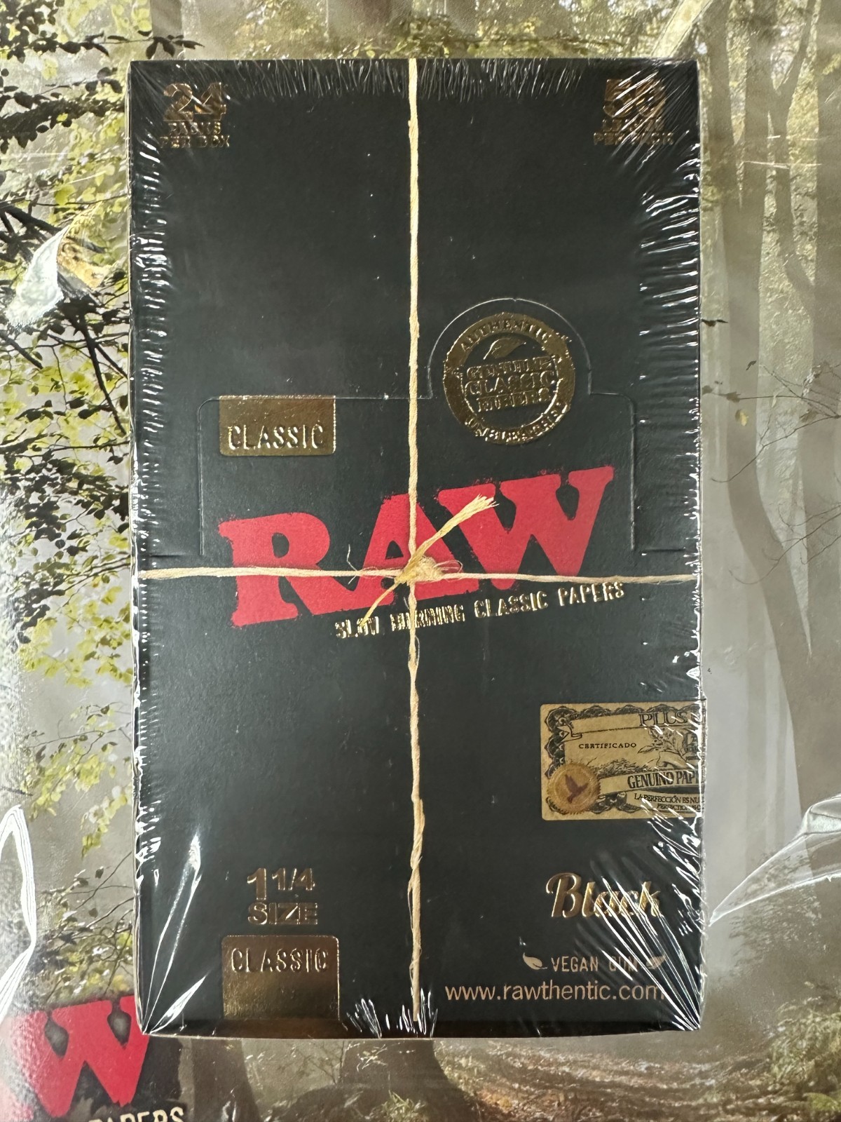 RAW BLACK CLASSIC  1 1/4 (1.25) Cigarette Rolling Papers~24 PACK~PR