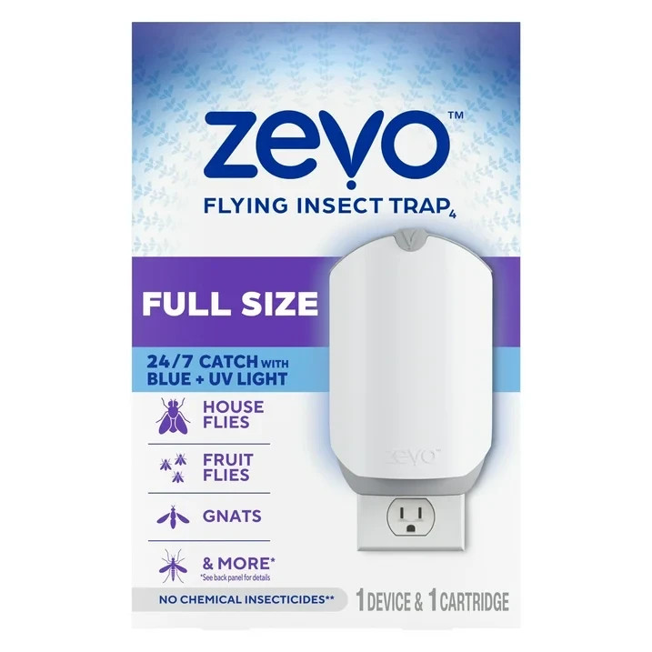 Zevo Flying Insect Indoor Fly Trap Full Size: Easy, Mess-Free Solution - Light T