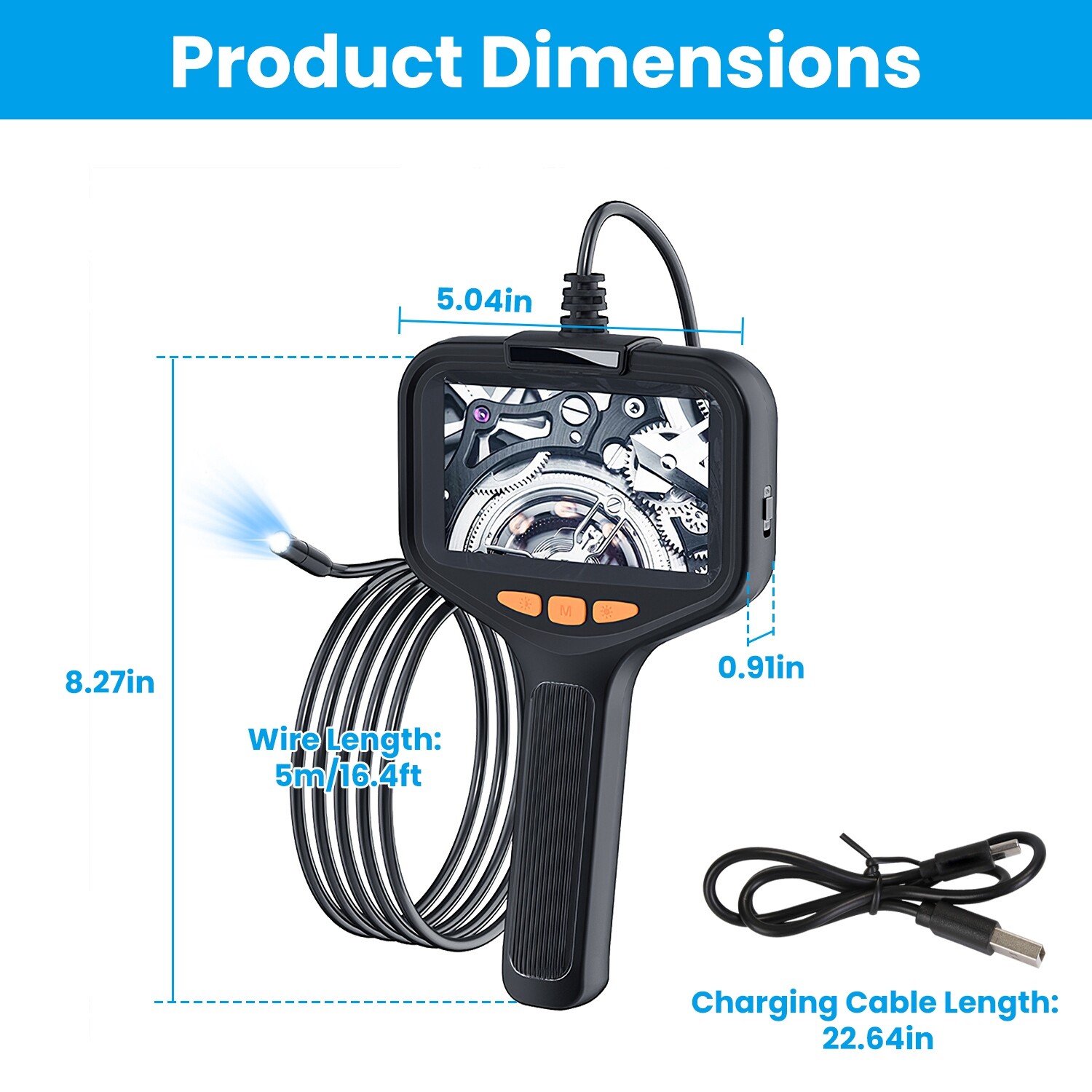 8 LED USB Snake Endoscope Borescope HD Inspection Camera Adjustable LED Lights