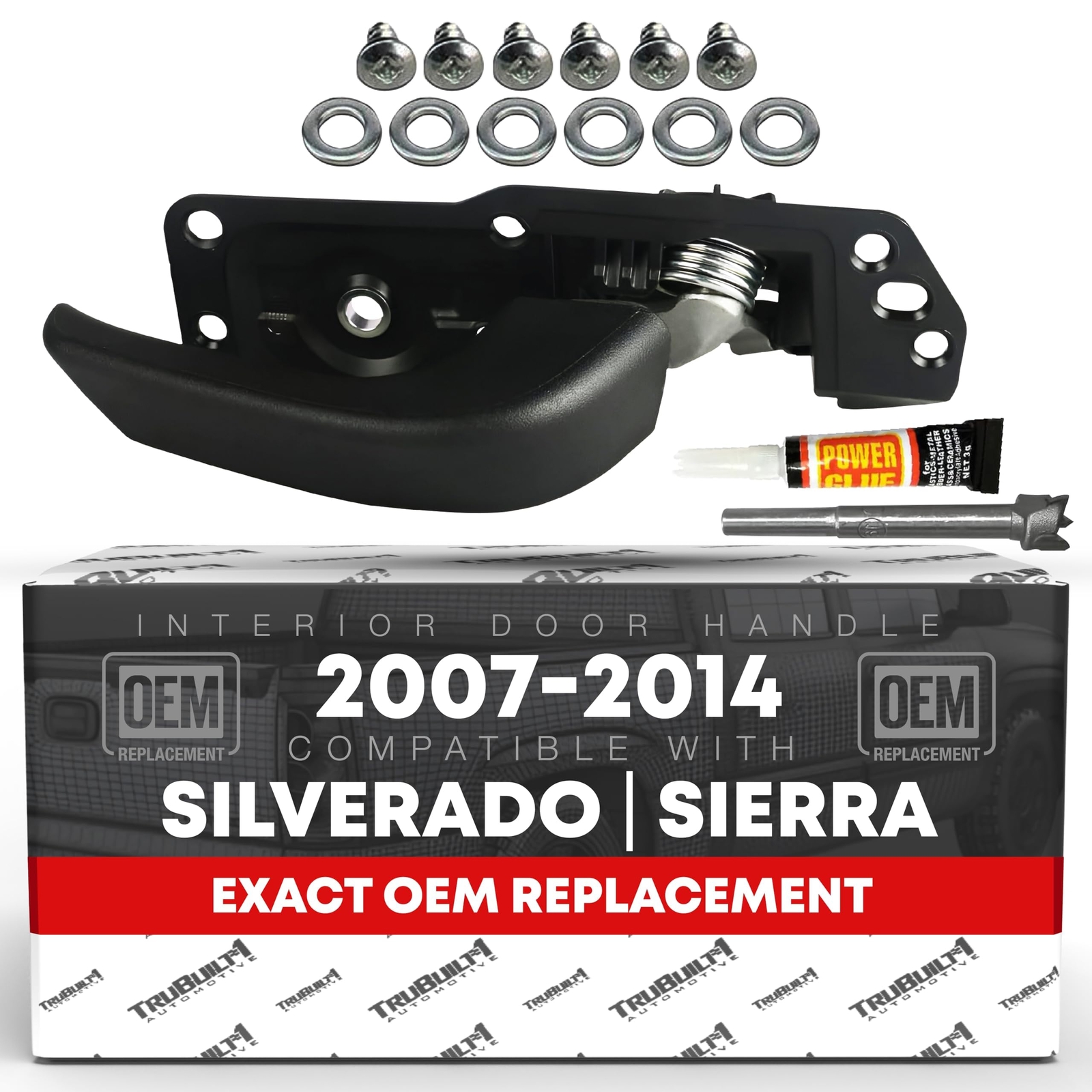 Driver Door Handle for Chevrolet Silverado, GMC Sierra - Black, Plastic - Fro...