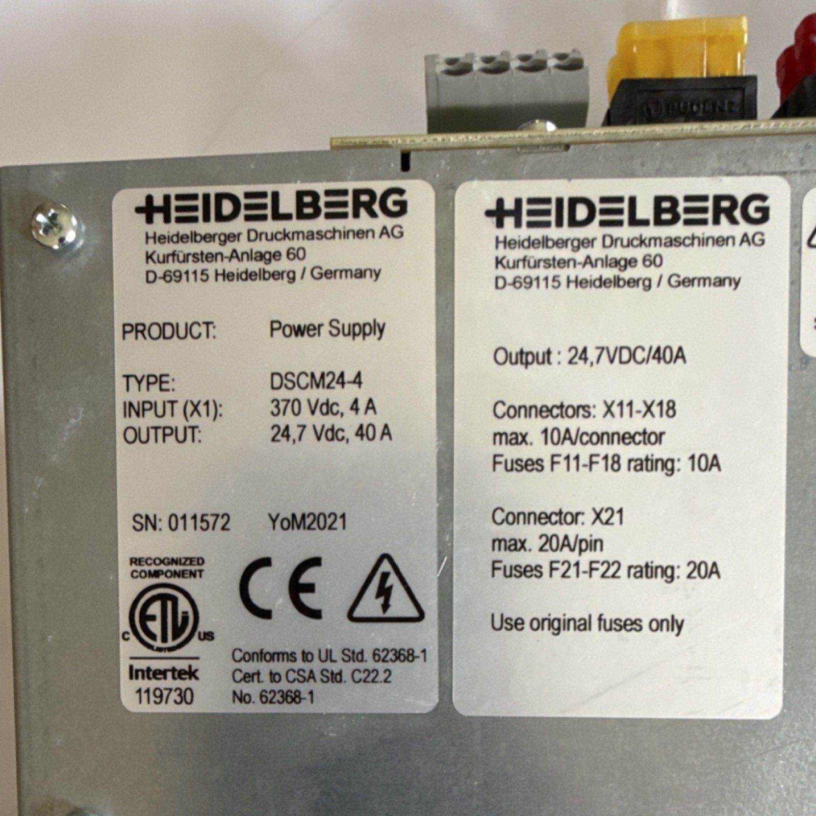 Heidelberg DSCM24-4 power supply 00.779.2655/02
