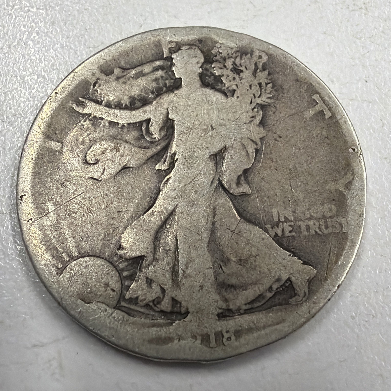 1918-S Walking Liberty Half Dollar 50c US  COIN Circulated Actual Coin   (SAS