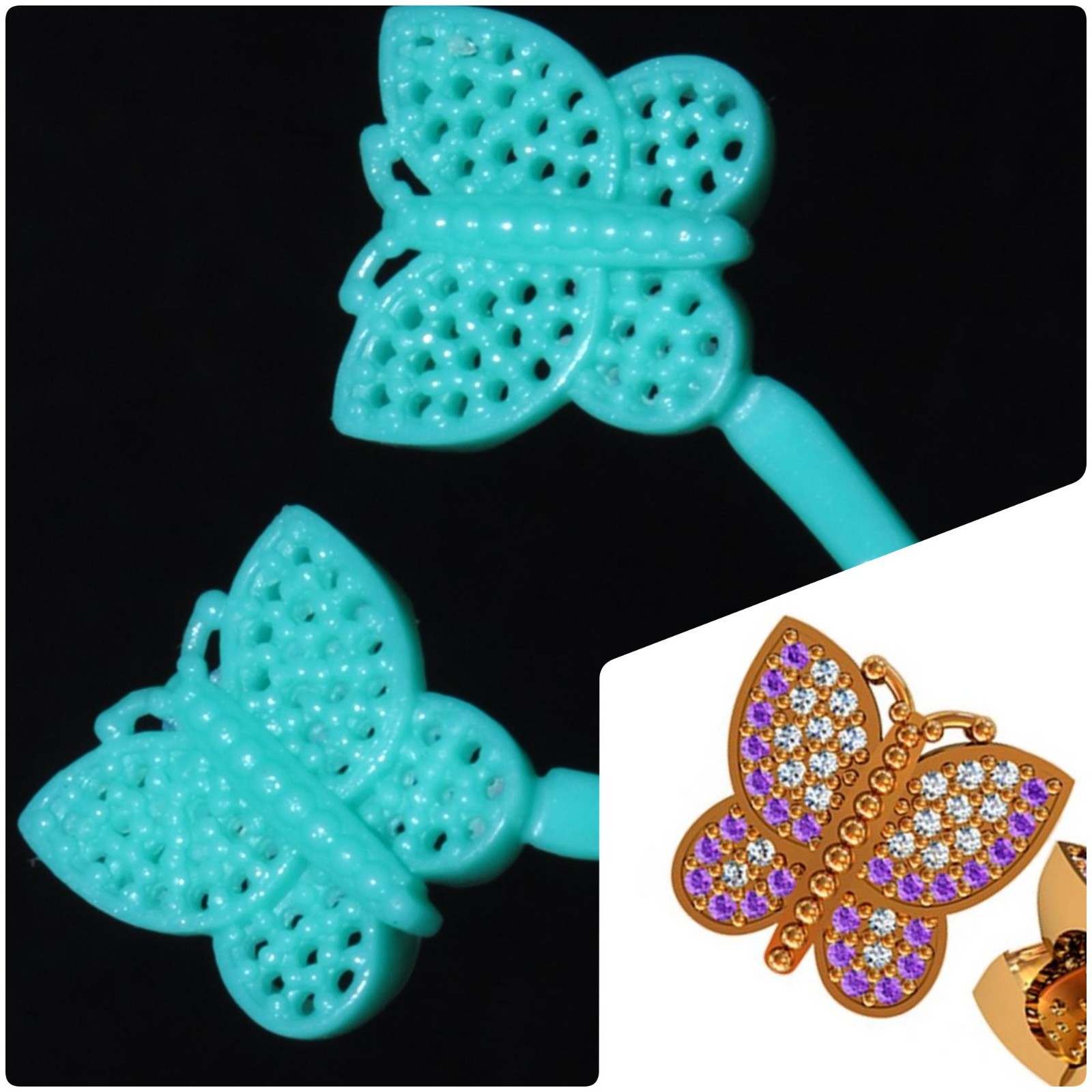 2 pcs Butterfly Bead Wax patterns for lost wax casting jewelry/waxes_610410