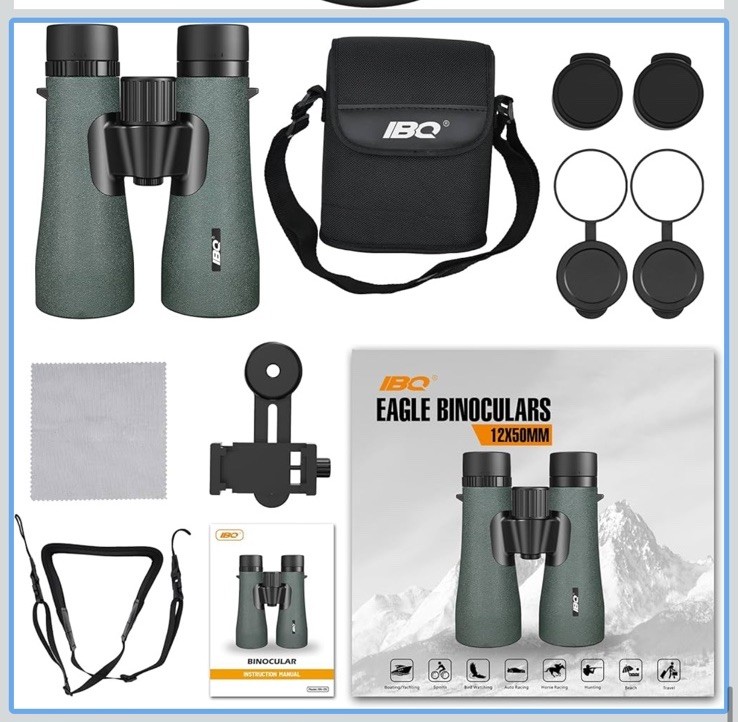 IBQ Eagle 12x50mm HD Binoculars for Adults – 1000yds Range