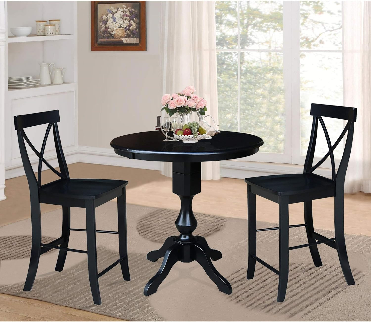 Chic Black X-Back Counter Stool - 24-Inch Seat Height for Modern Spaces