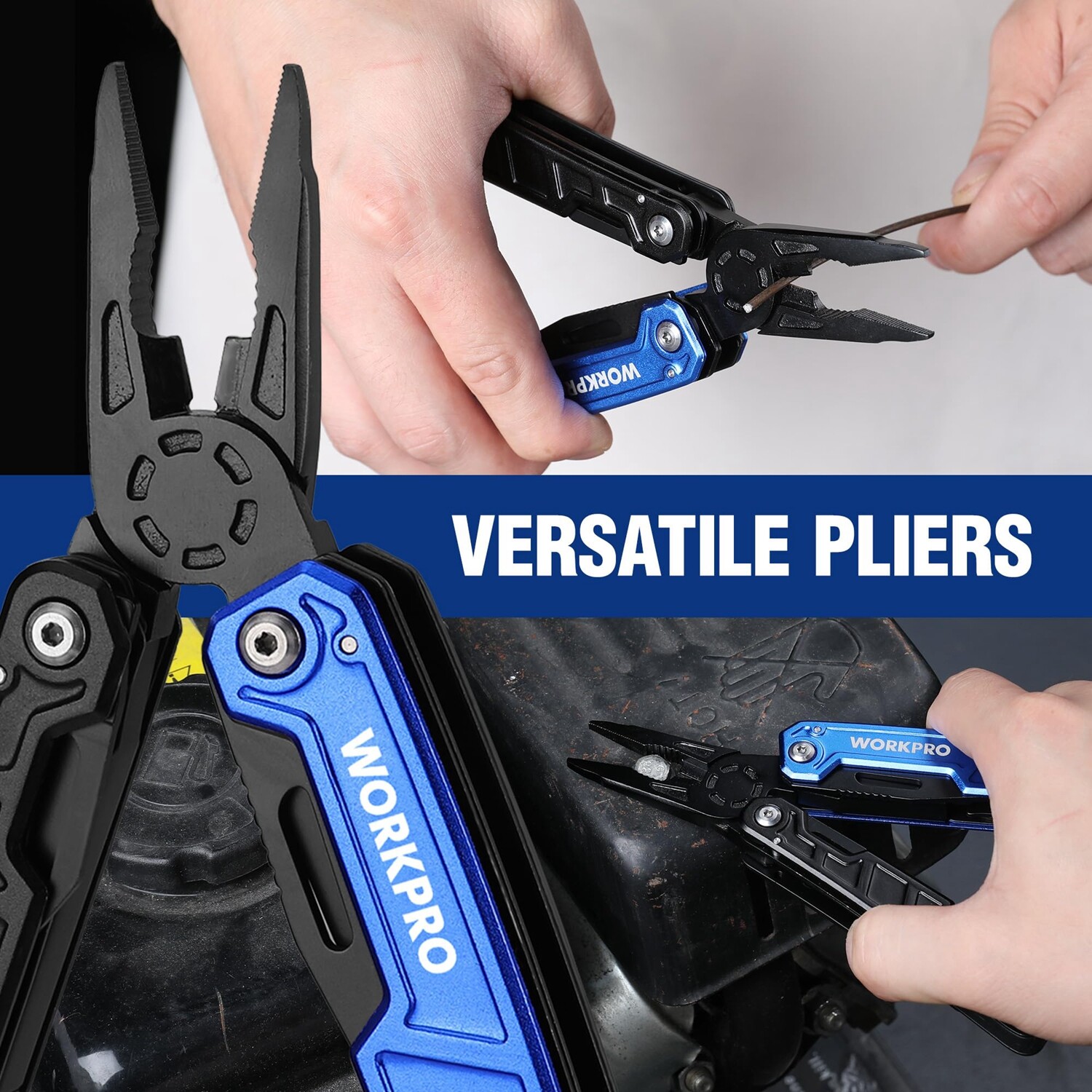 WORKPRO Multitool-11 in 1 Multitool Pliers w/Pocket Clip Sheath-EDC Multi Knives