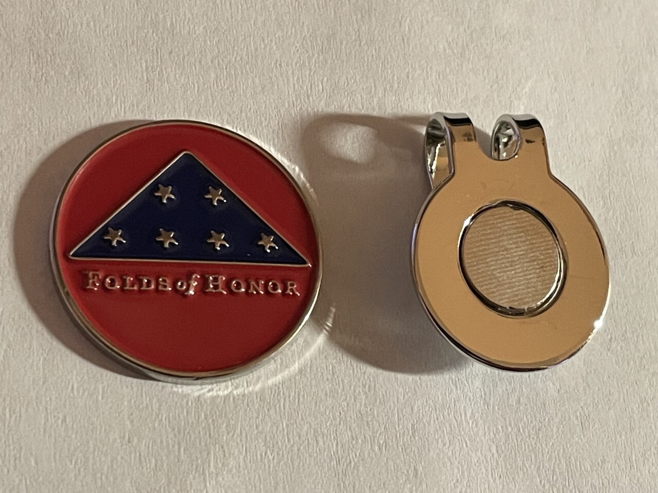 Folds Of Honor 1" Flat Coin Style Golf Marker W/Bonus Hat Clip - A Great Deal!