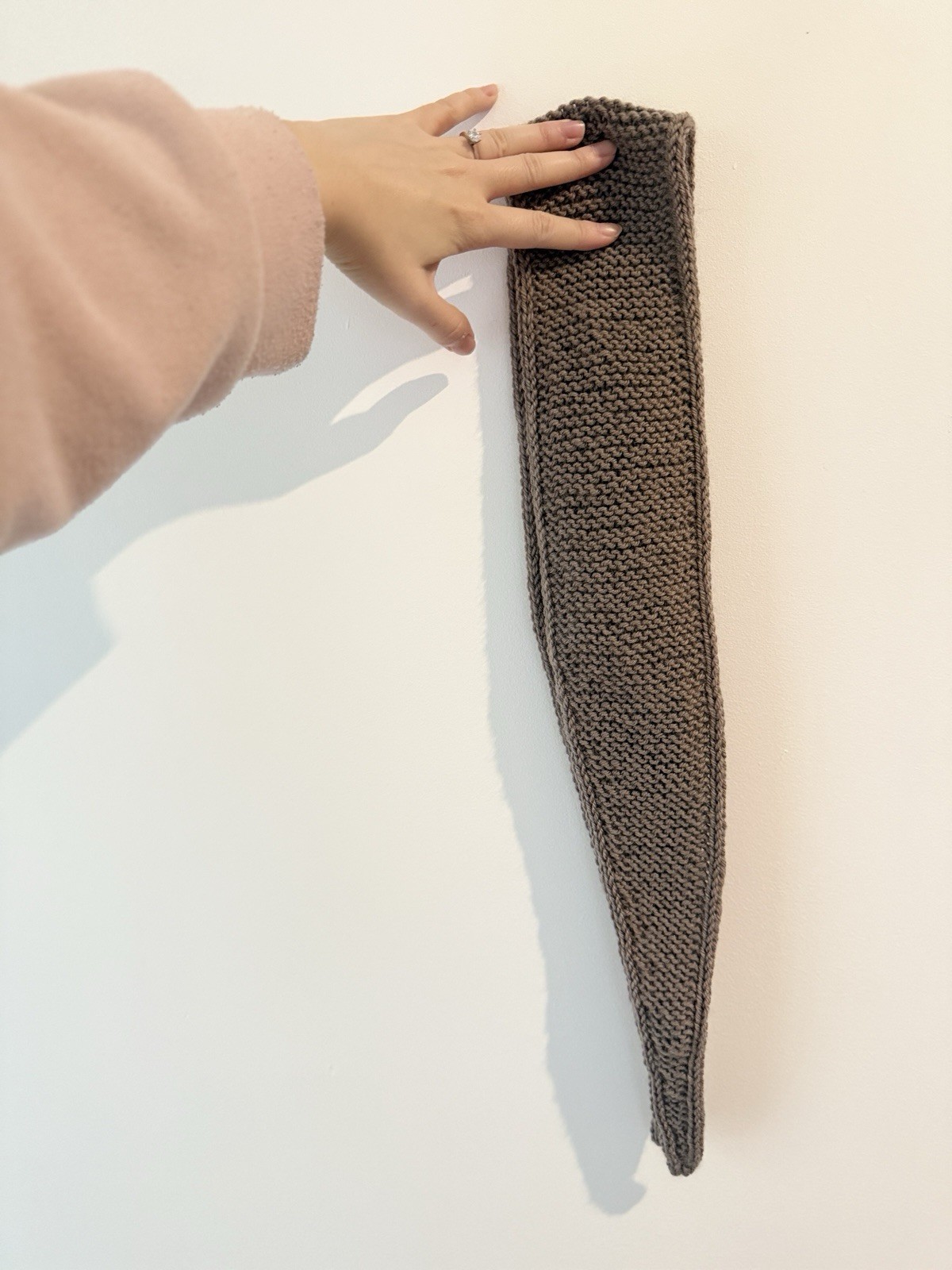 Sophie Hand Knit mini neckechief Skinny Scarf Winter Wrap In Dark camel Brown