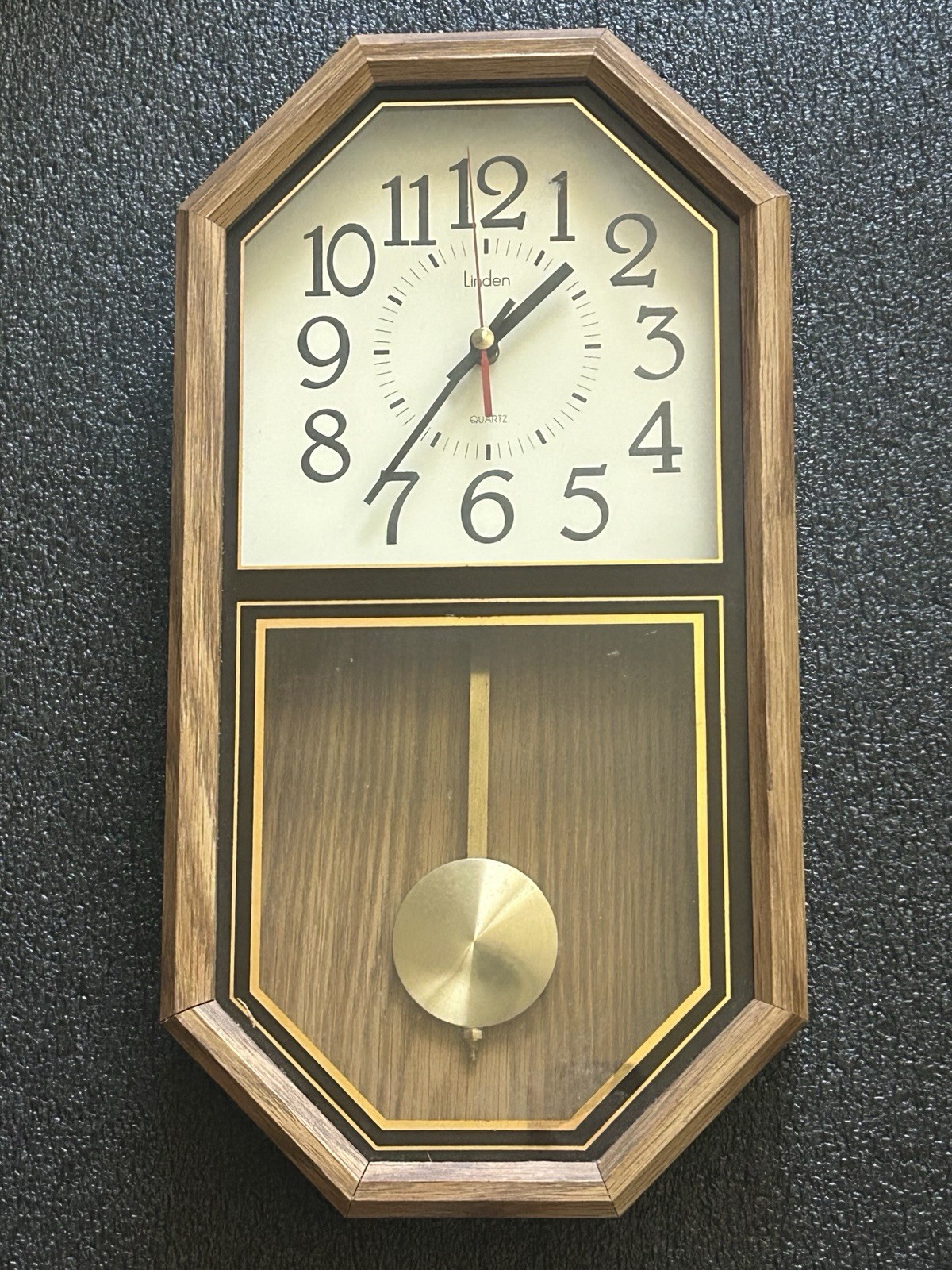 Vintage 1970’s Linden Schoolhouse Octagonal Pendulum Wall Clock • Works