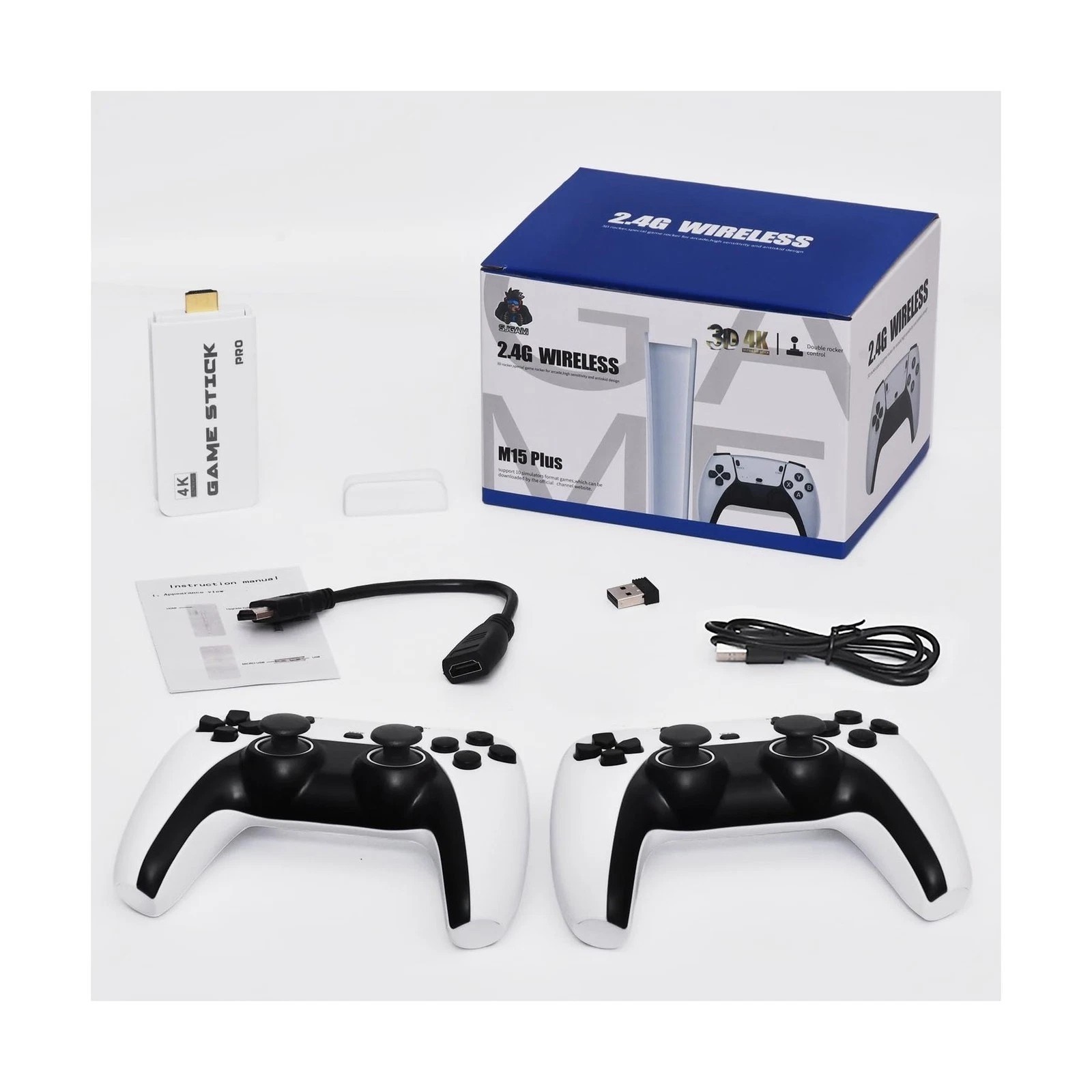 M15 Video Games Console Stick 4K Pro 128GB 4k+ Games Wireless Controllers 2.4G