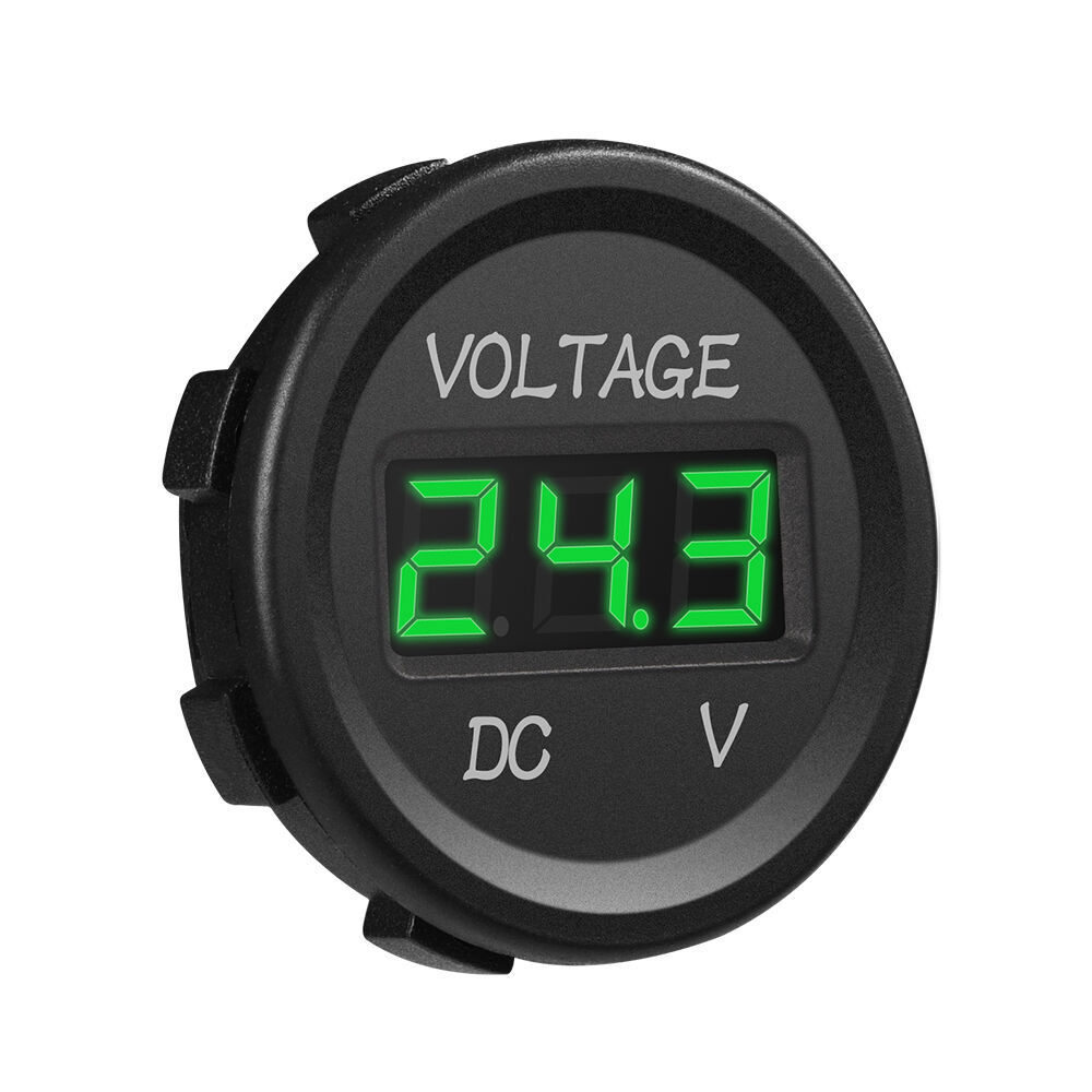 DC 12V/24V Digital Voltmeter LED Voltage Gauge Meter Green Waterproof Univesal