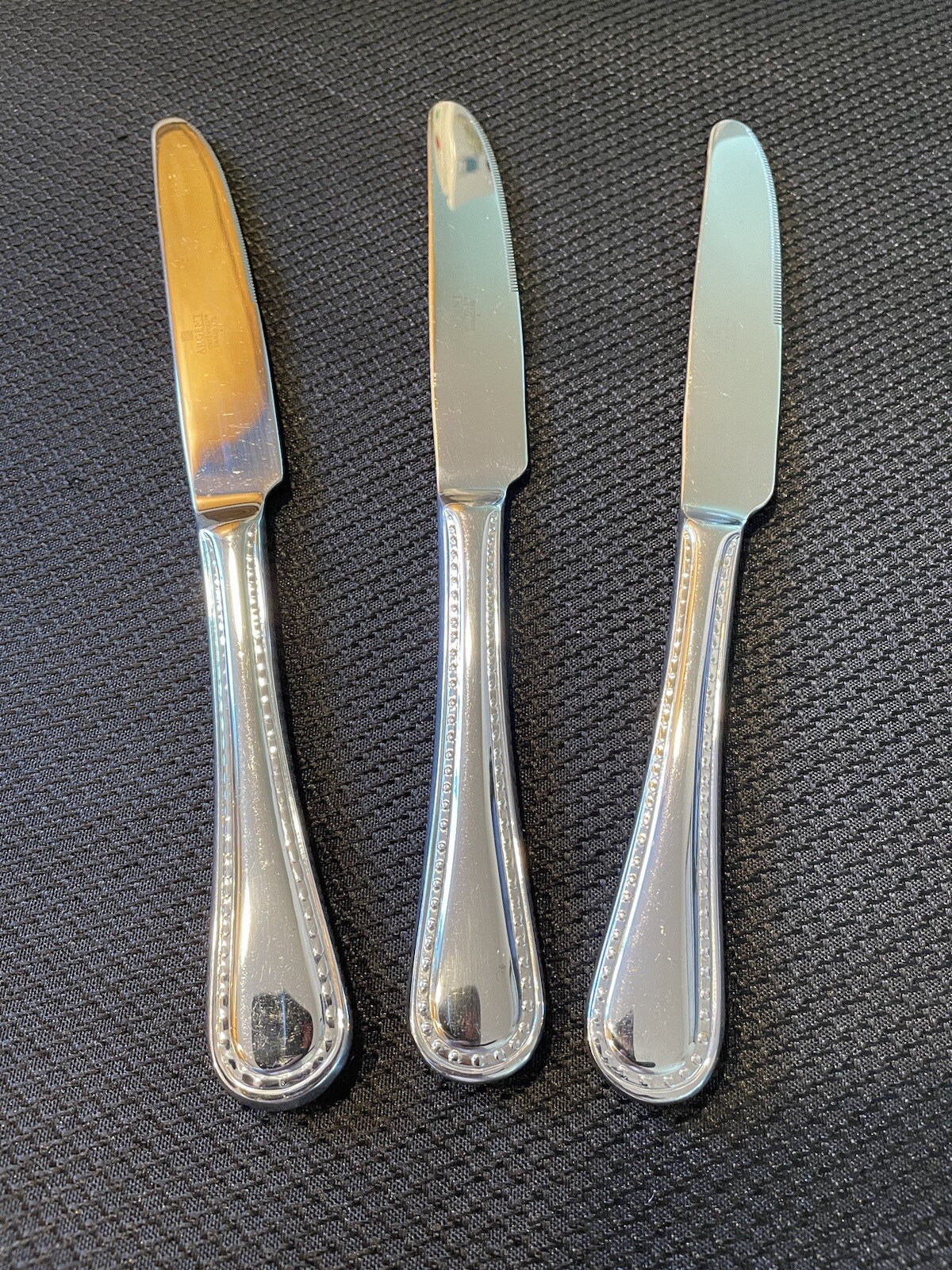 ARGENT ORFEVRES PEARL 18/10 Stainless Dinner Knives Lot Of 3