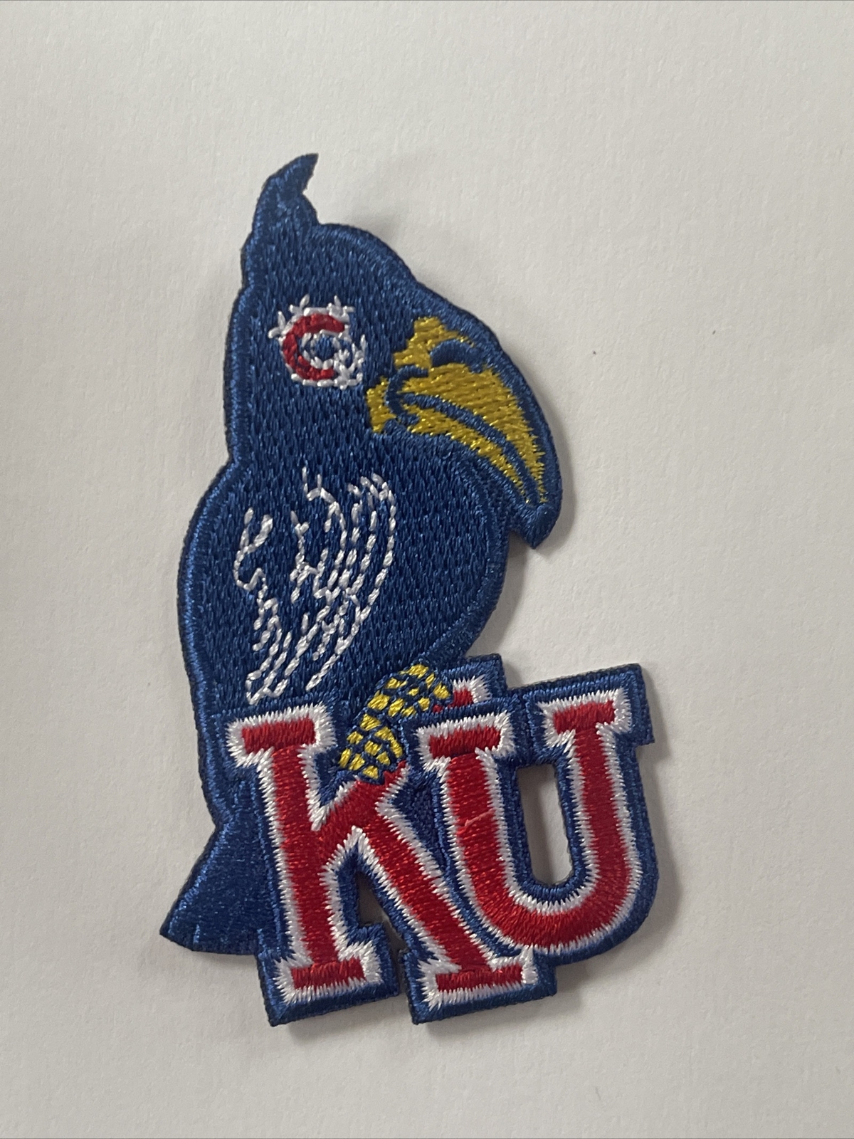 KU Kansas Jayhawks Vintage RARE Embroidered Iron On Patch  3" x 1.75”